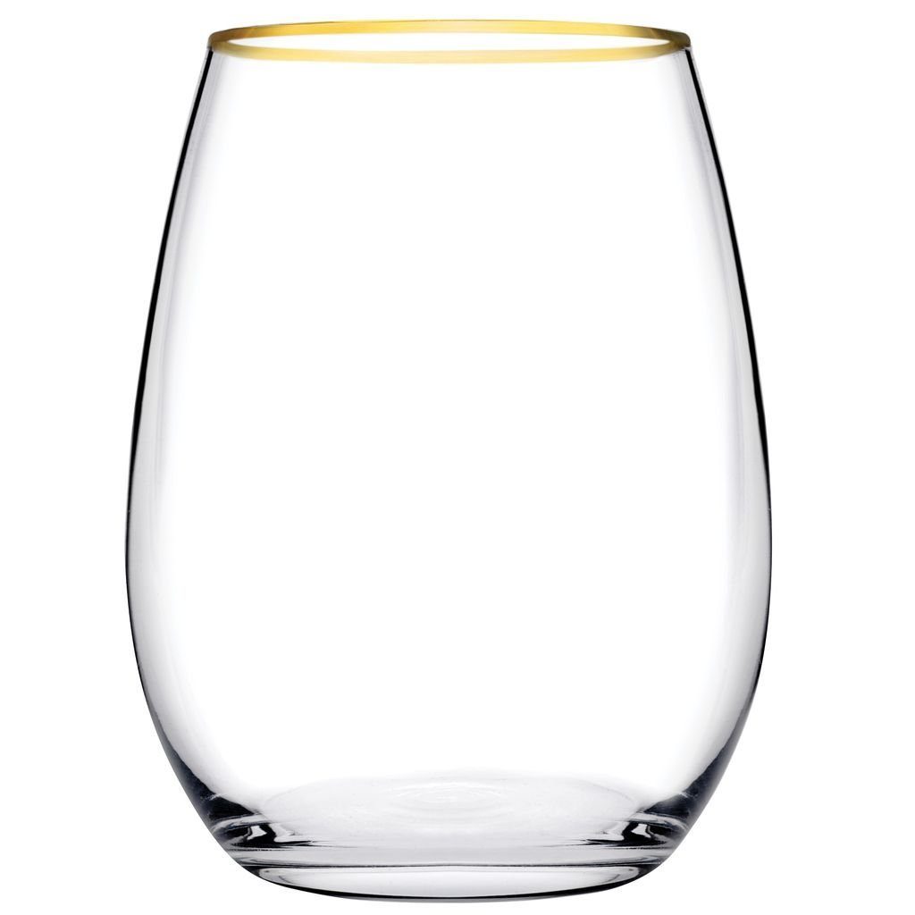Pasabahce Gläser-Set Amber Golden Touch-350, Glas, Stilvoll serviert: Set aus 4 Long Drink Gläsern mit edlem Goldrand