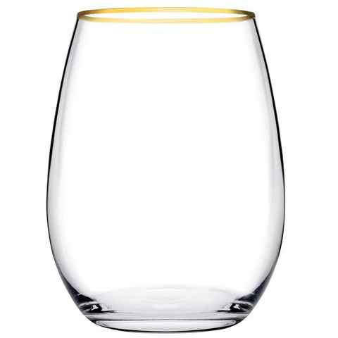Pasabahce Gläser-Set Amber Golden Touch-350, Glas, Stilvoll serviert: Set aus 4 Long Drink Gläsern mit edlem Goldrand
