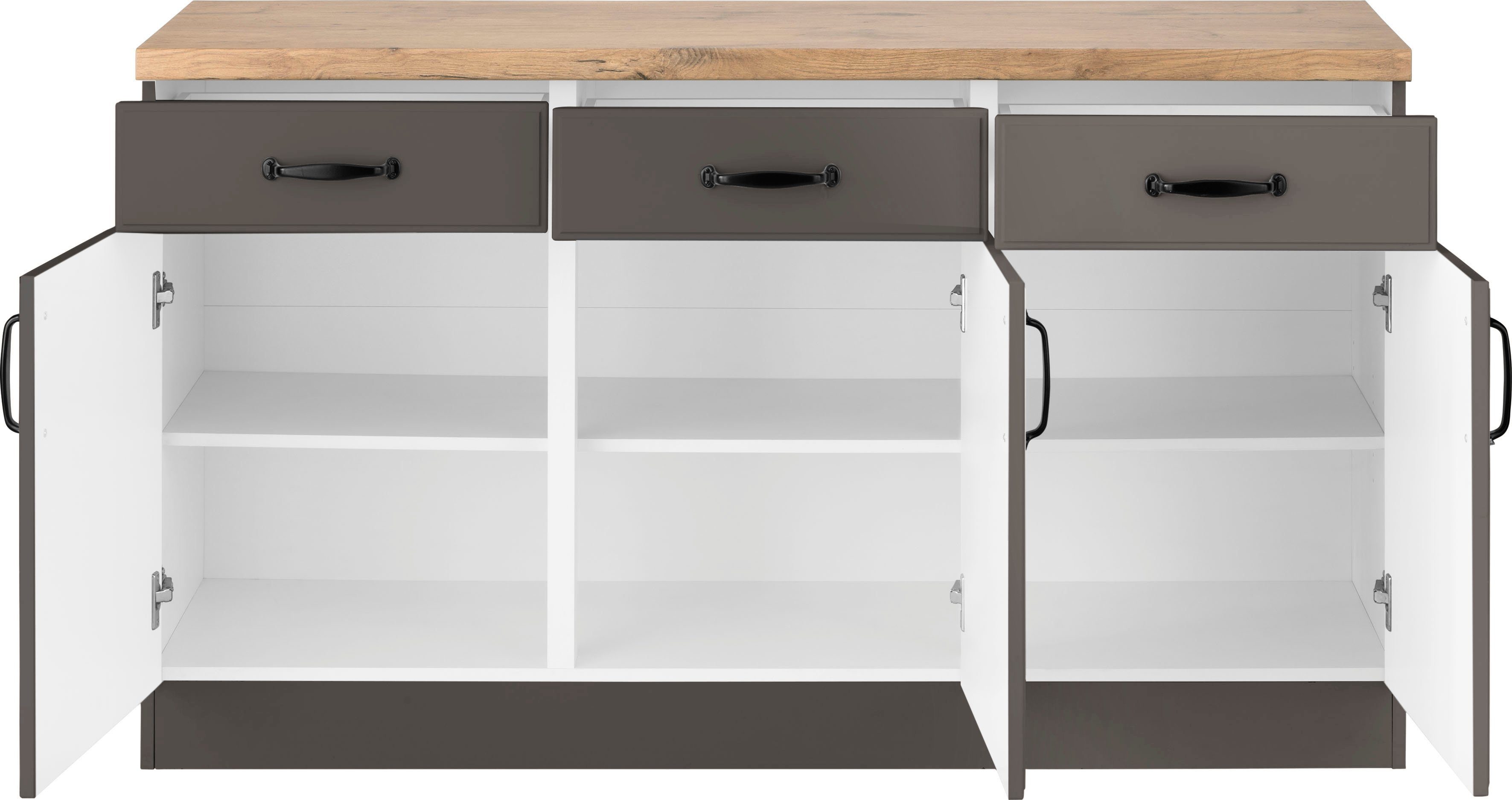 wiho Küchen Unterschrank Erla 150 cm breit mit Kassettenfront – Bild 4 von 5