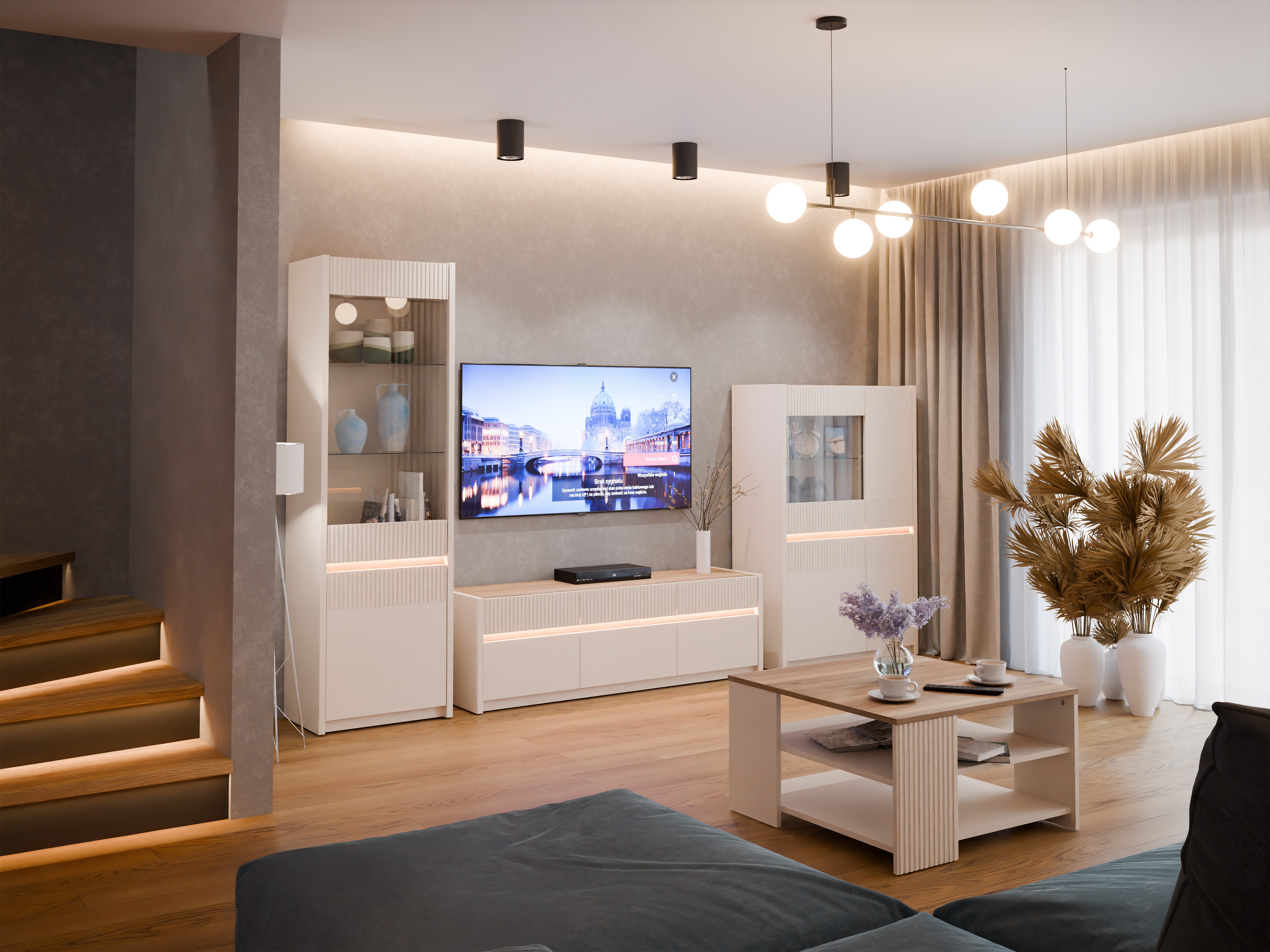FORTE Couchtisch Oak Squere, Ablageboden, Lamellenoptik,2 farbiges Dekor, B/H/T 80/45/80cm Tischplatte Holzdekor