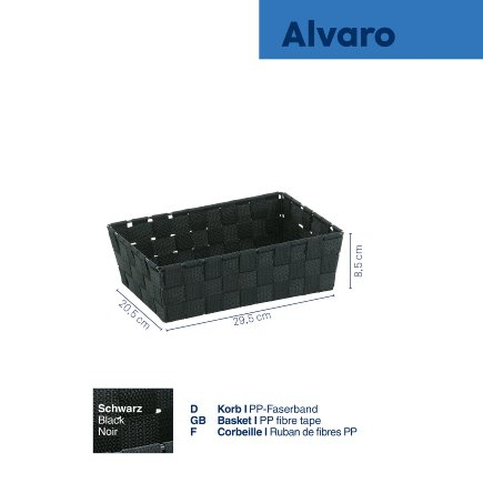 kela Aufbewahrungskorb Geflochtener Aufbewahrungskorb Alvaro schwarz 29,5x20,5x8,5cm