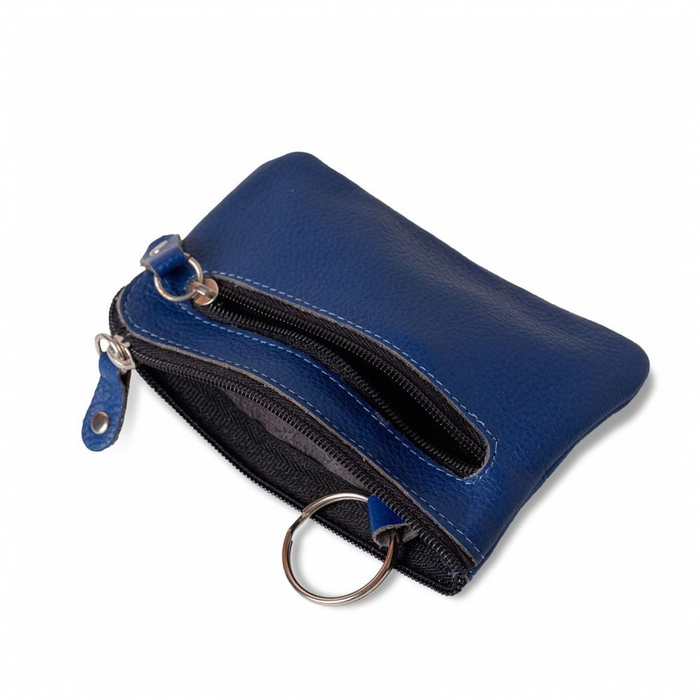 Hamosons Schlüsseltasche Großes Schlüsseletui / Schlüsselmäppchen, Leder, Blau, Hamosons 142