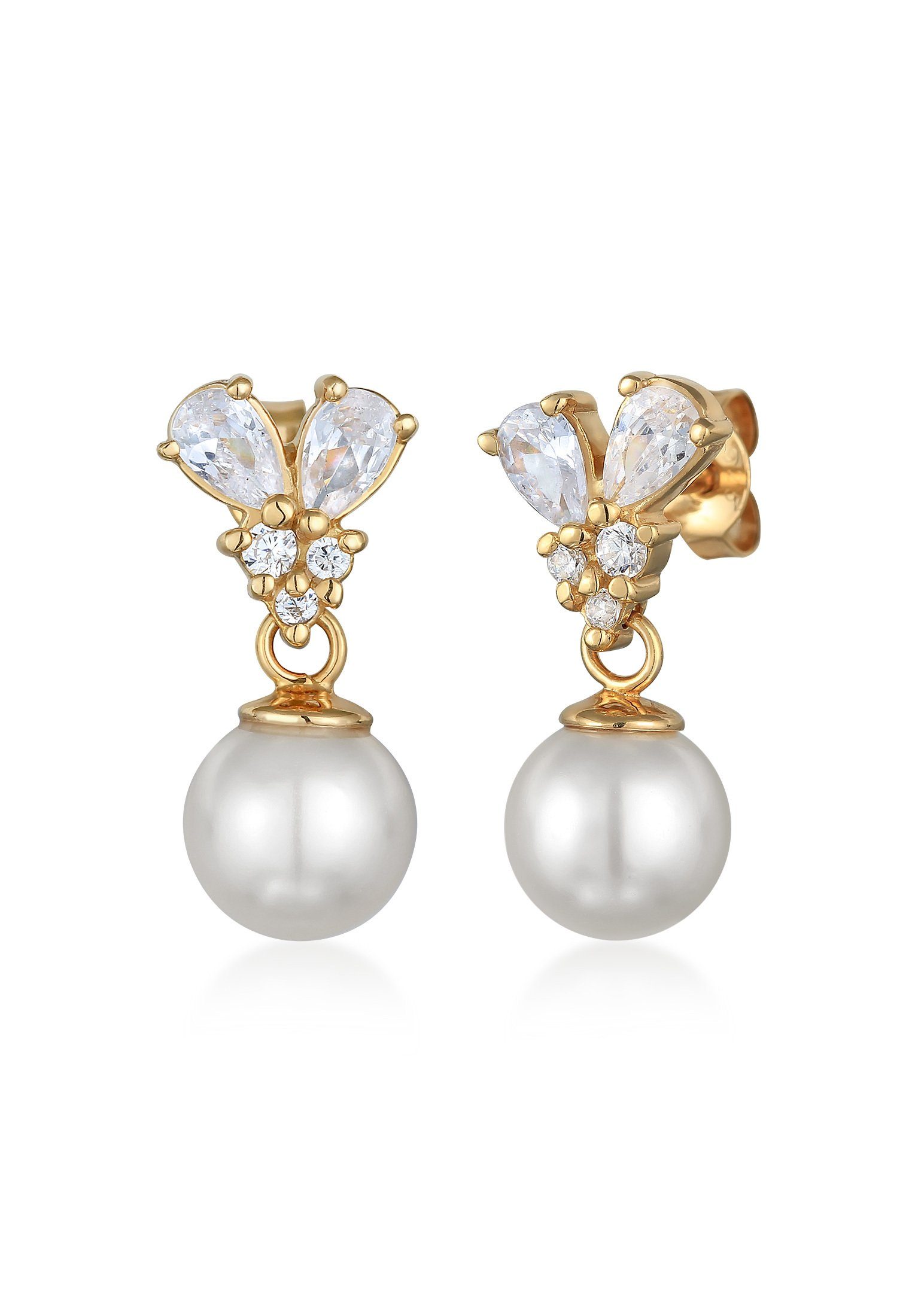 Perlenohrringe Zirkonia Synthetische Perle 925 Sterling Silber