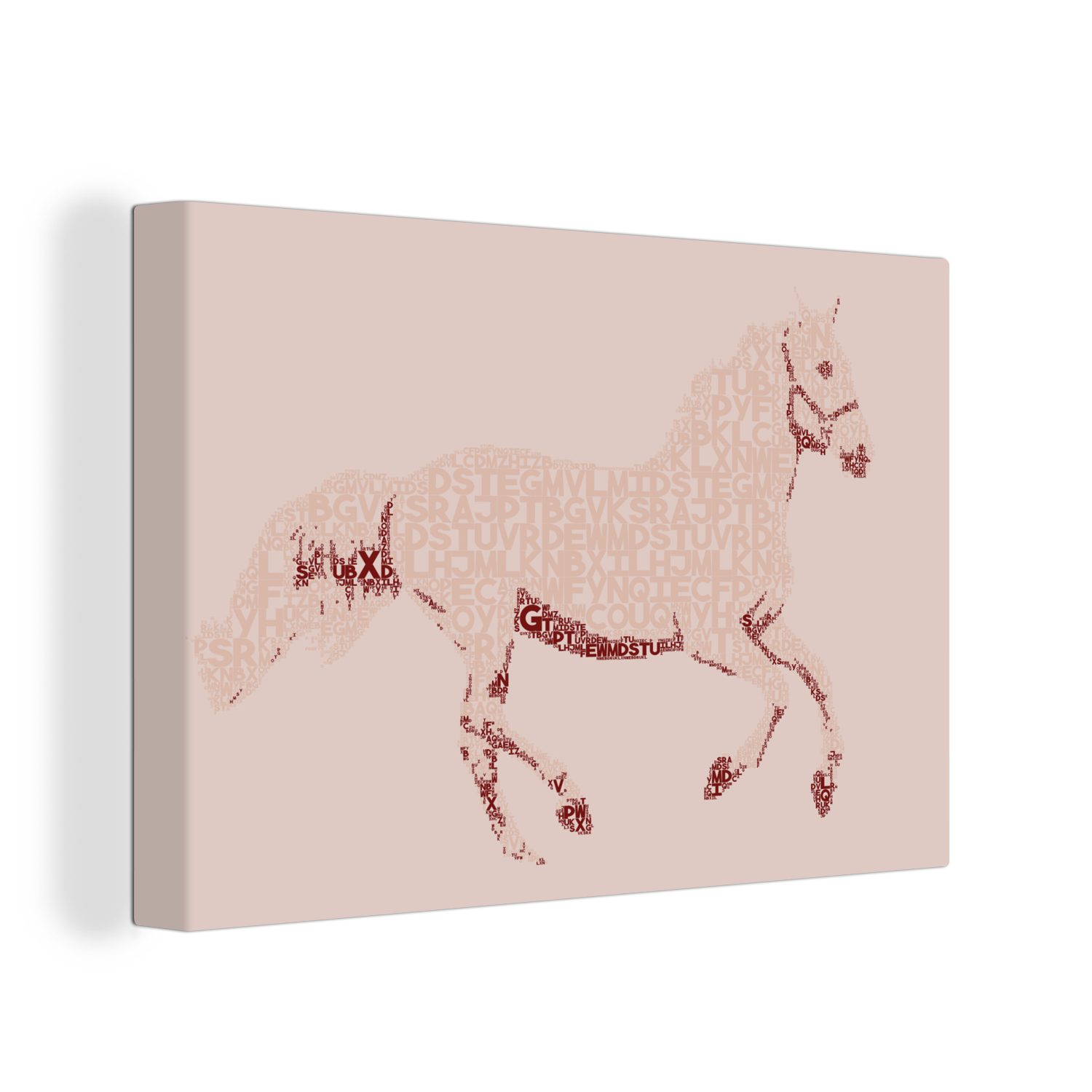 OneMillionCanvasses® Leinwandbild Pferd - Briefe - Rosa - Mädchen - Kinder - Mädchen, (1 St), Wandbild Leinwandbilder, Aufhängefertig, Wanddeko, 30x20 cm