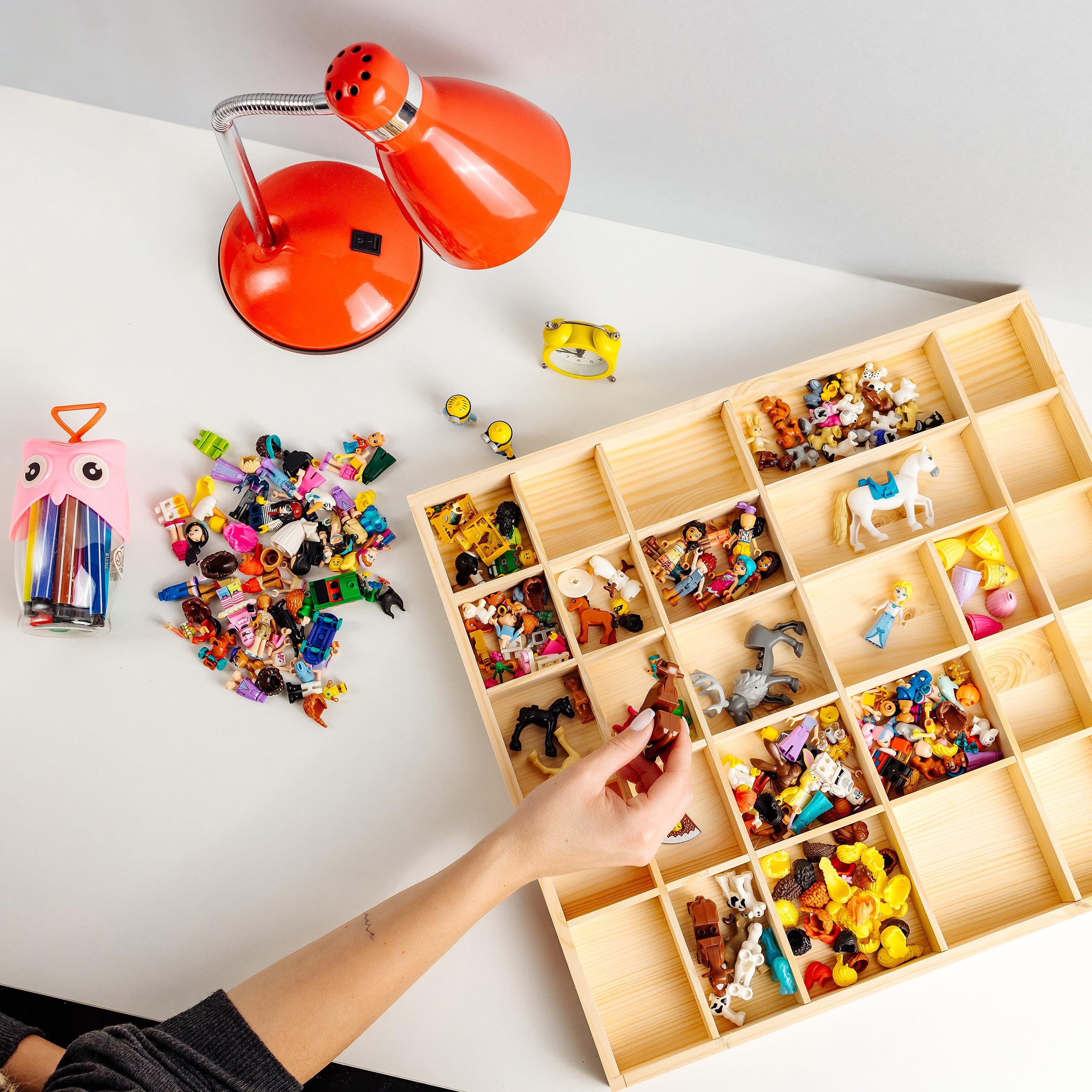 Creative Deco Schubladenbox Setzkasten Holz Sammelbox 28 Fächer 44,5 x 40 x 3 cm – Bild 2 von 5