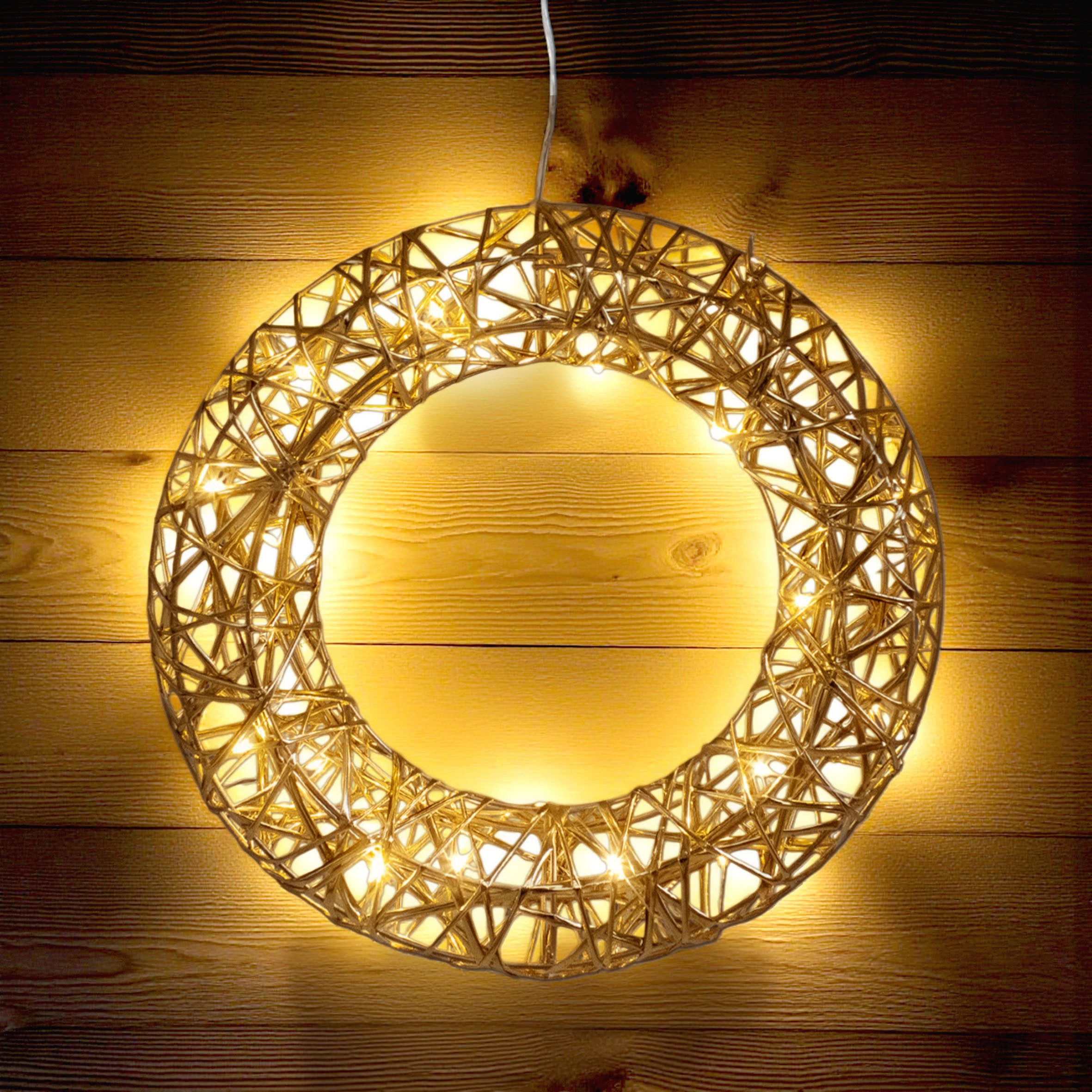 Spetebo LED-Dekofigur Leuchtfigur mit Goldband umwickelt warm weiß (Anzahl, günstig online kaufen