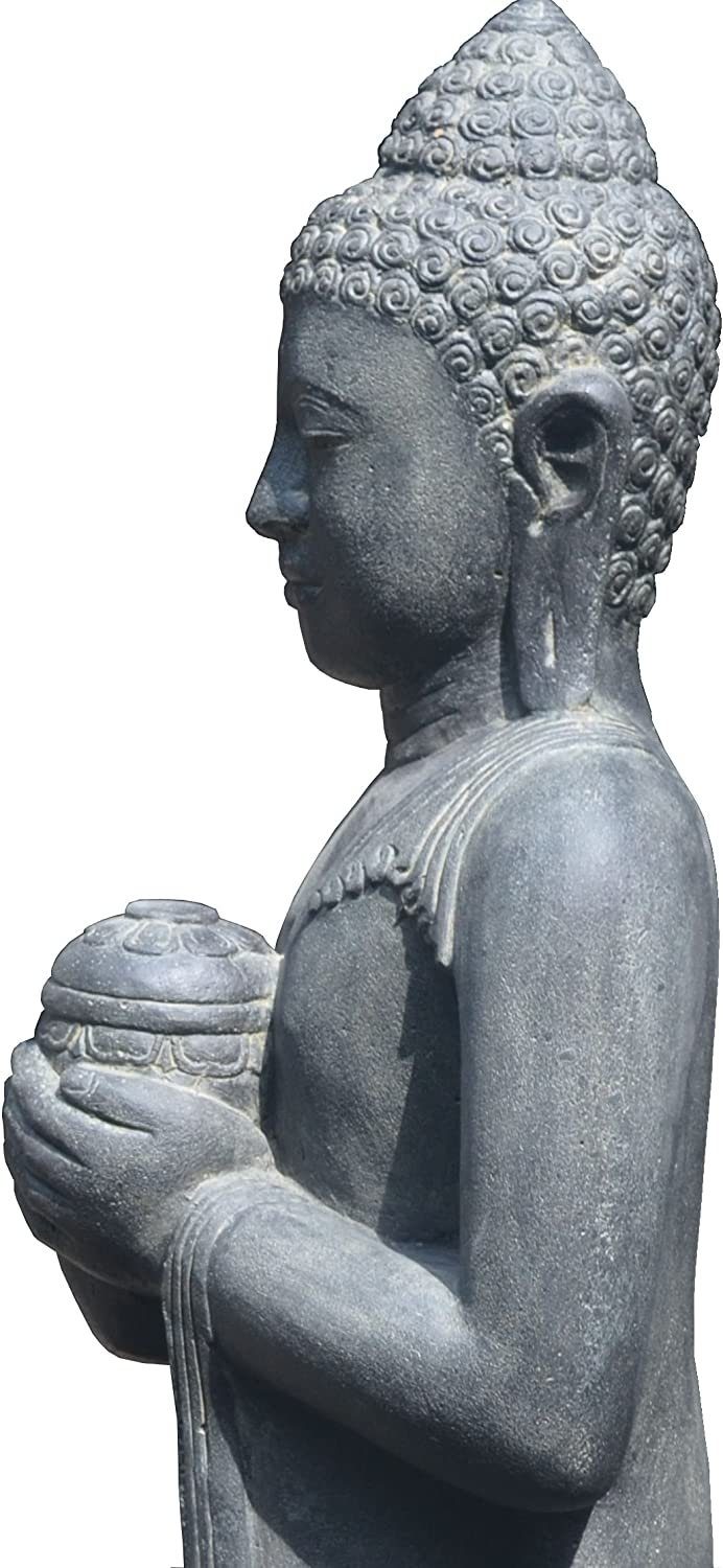cm 150 Lotus-Gefäß stehende mit Krines Haus Buddha-Figur für Steinfigur/Skulptur Garten und Home Dekofigur Große Steinguss, Steinbuddha
