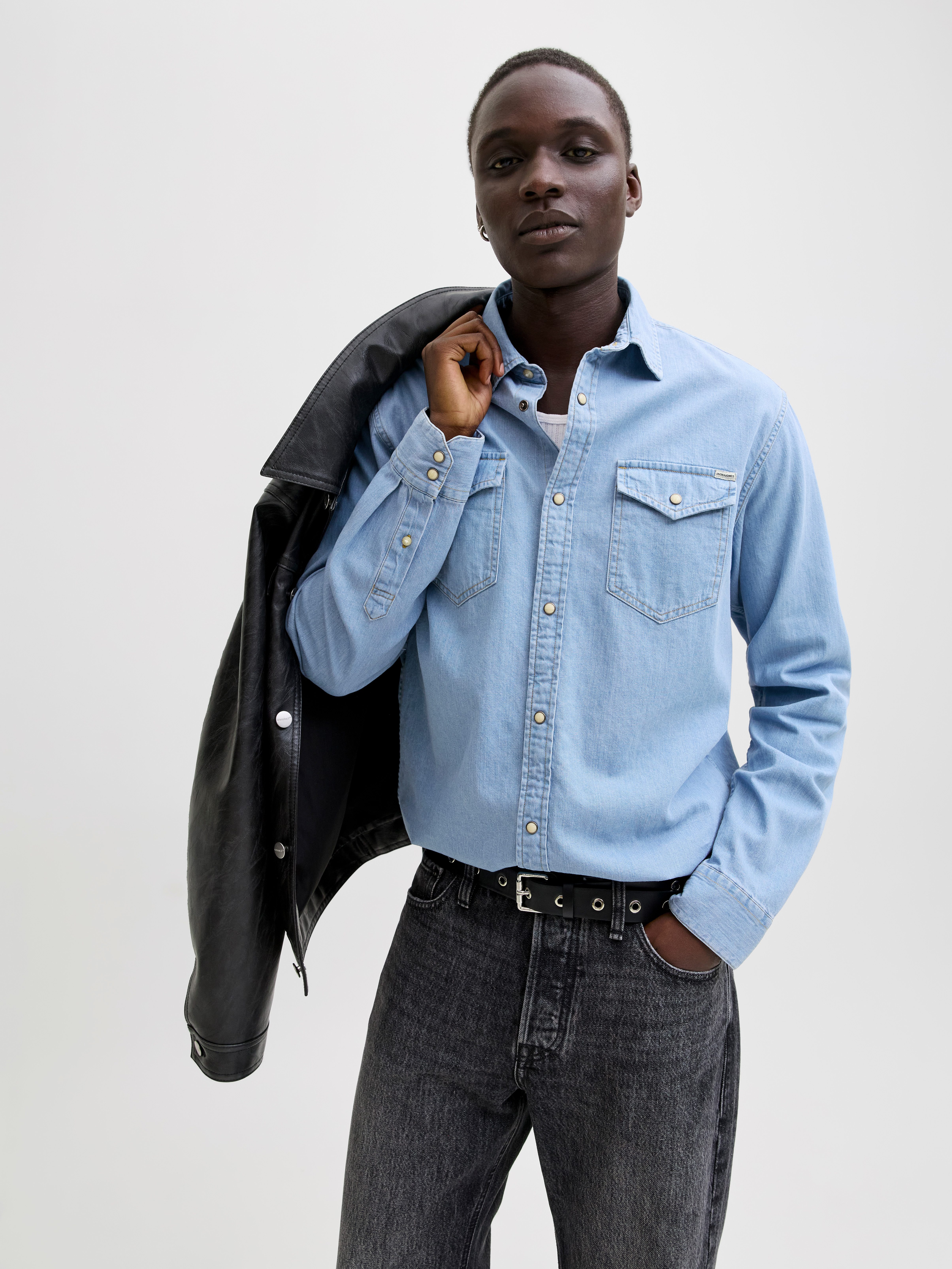 Jack & Jones Langarmhemd JJESHERIDAN SHIRT L/S NOOS mit angesetzter Brusttasche