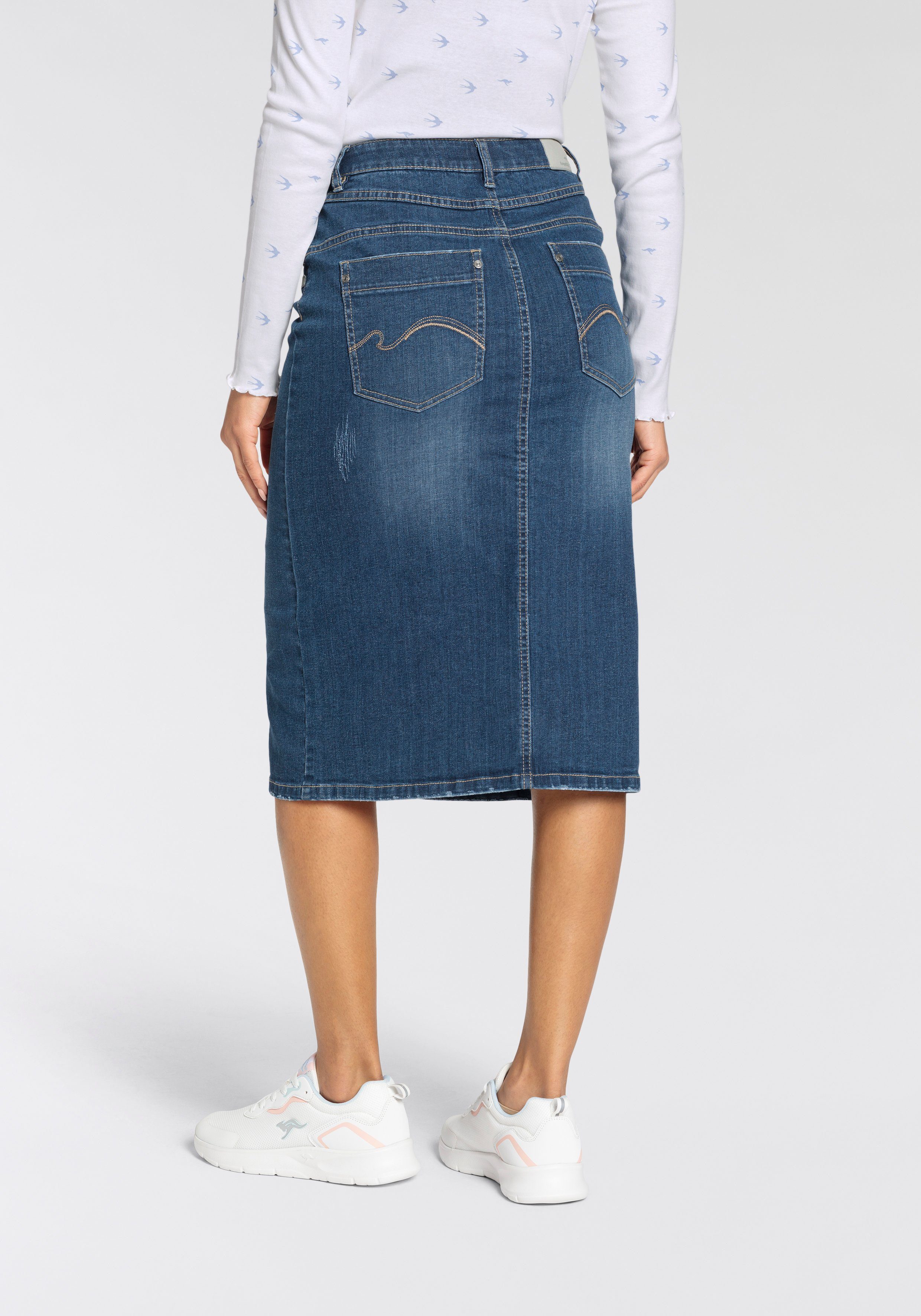 KangaROOS Jeansrock in Midilänge mit Schlitz günstig online kaufen