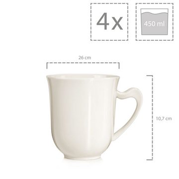 SÄNGER Becher Paris Kaffeebecher Set, Weiß, Porzellan, 330 ml