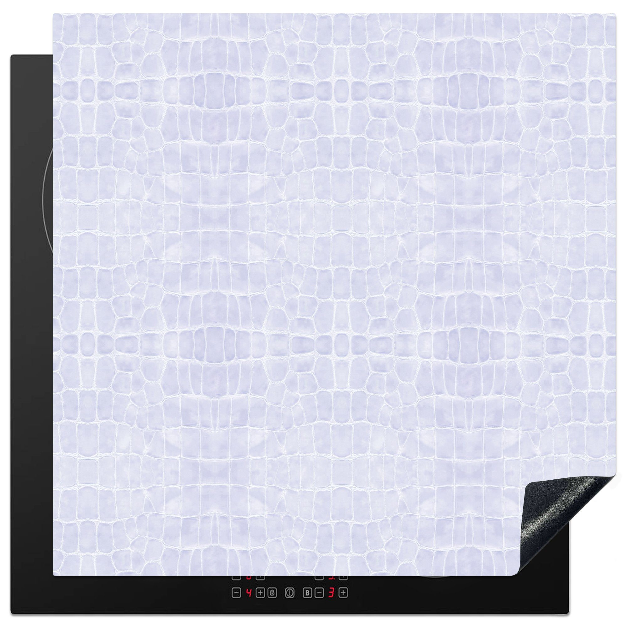 MuchoWow Herdblende-/Abdeckplatte Induktionsschutz - Leder - Blau - Tiere, Vinyl, (1 tlg), 78x78 cm, Ceranfeldabdeckung, Arbeitsplatte für küche | Herdabdeckplatten