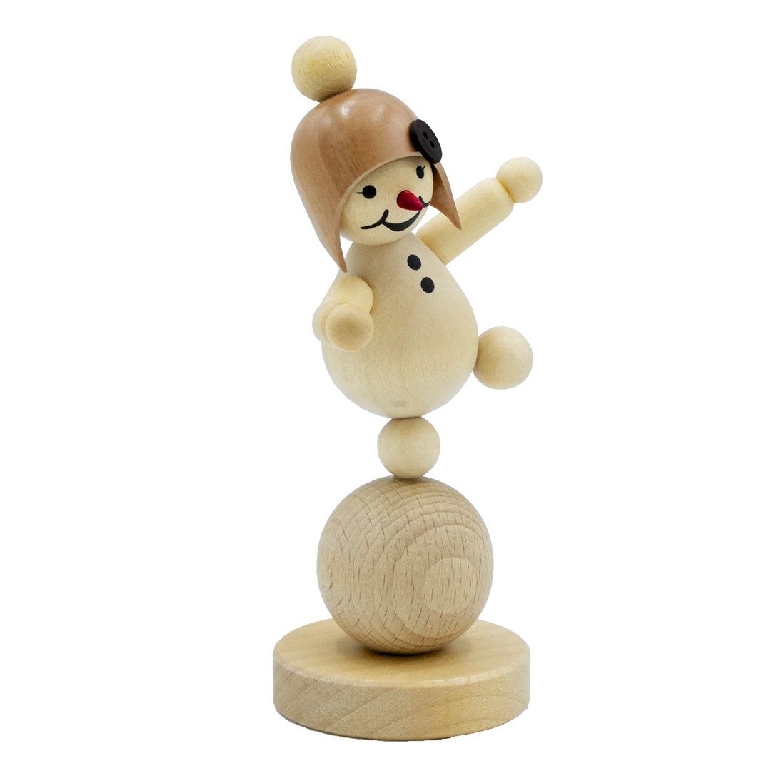 Drechslerei Volkmar Wagner Dekofigur Wagner Schneemädchen auf Ball, Handarbeit aus dem Erzgebirge