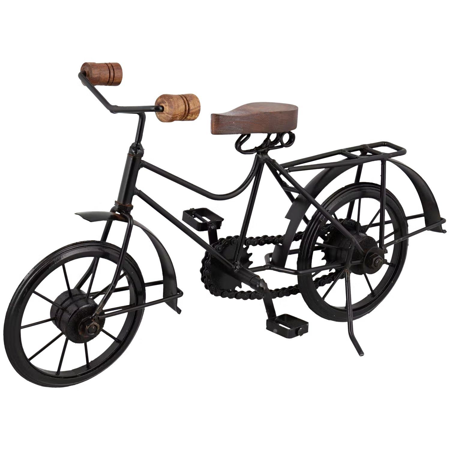 GILDE Dekoobjekt Handgemachter Dekoratives Fahrrad aus Metall und Holz Breite 36cm Stil