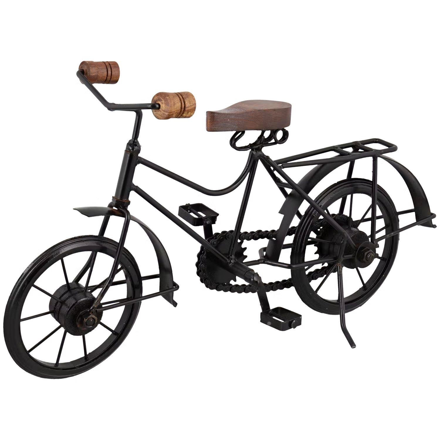Breite Handgemachter 36cm Holz Dekoratives Dekoobjekt Fahrrad Metall aus Stil und GILDE