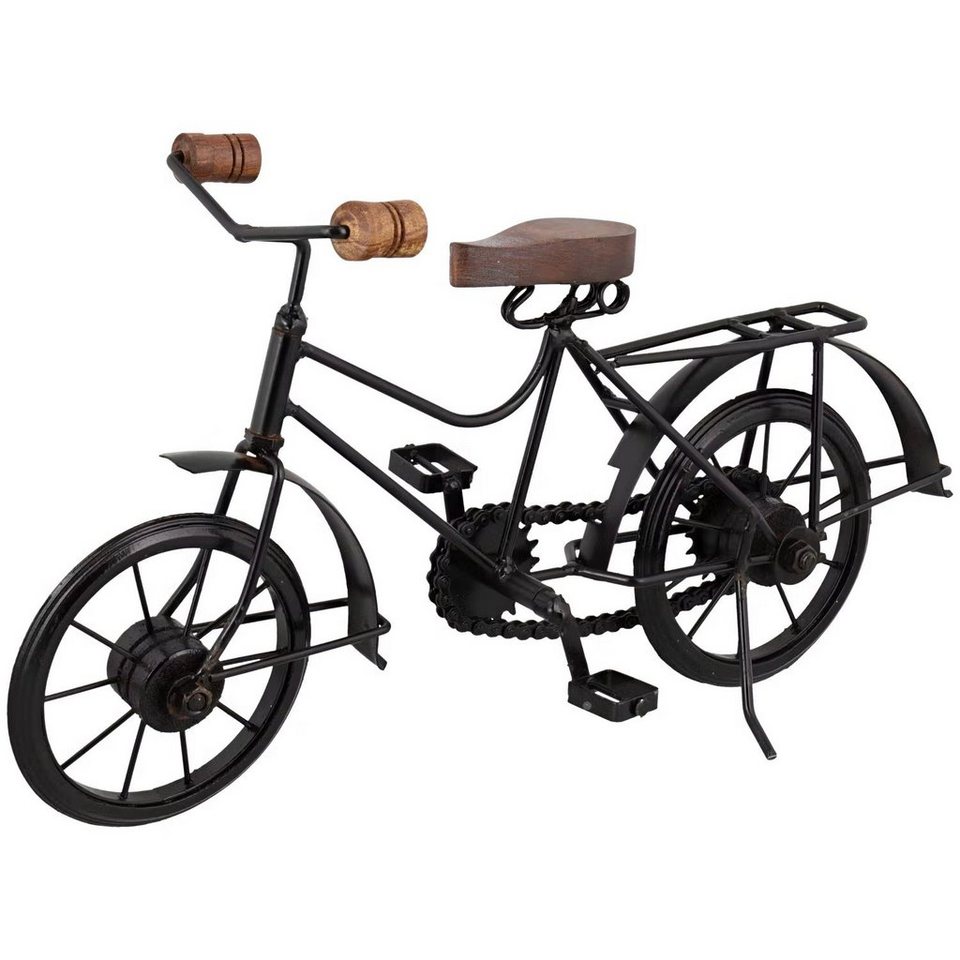 GILDE Dekoobjekt Handgemachter Dekoratives Fahrrad aus Metall und Holz  Breite 36cm Stil
