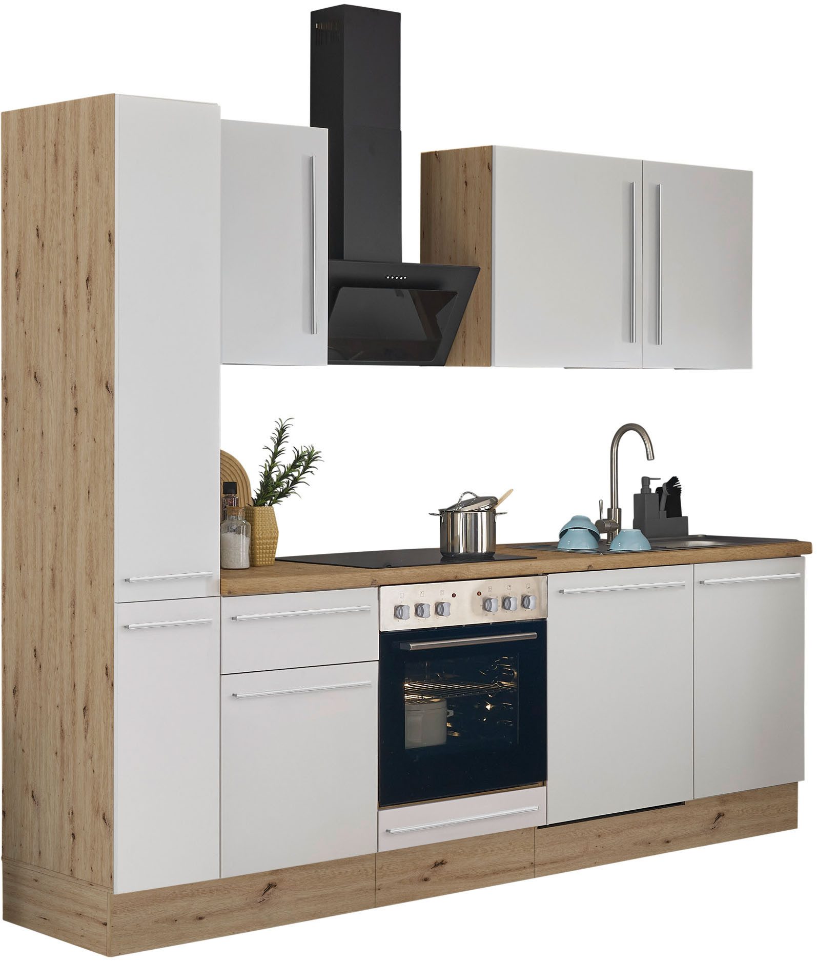 KOCHSTATION Küchenzeile Florida, Breite 250 cm, wahlweise mit E-Geräten,Softclose für Türen/Schubkästen