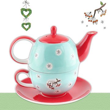 Mila Teekanne Mila Keramik Tee-Set: Tea for One, Wintervögel, 0,4 l, (Set)