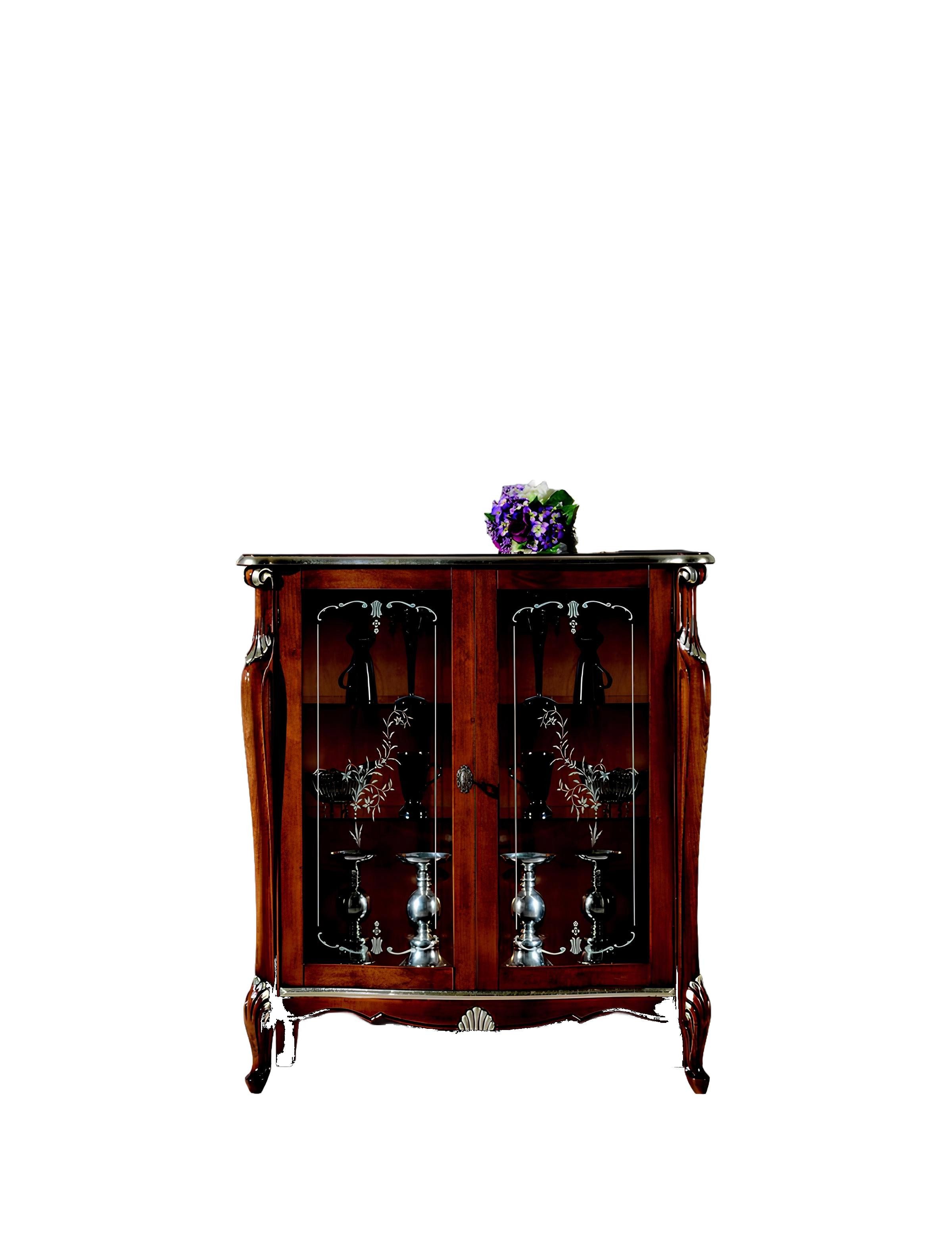 Xlmoebel Vitrine Antike Barock Vitrine aus edlem Holz mit filigranen Verzierungen (1-St., Vitrine-5455) Hergestellt in Europa