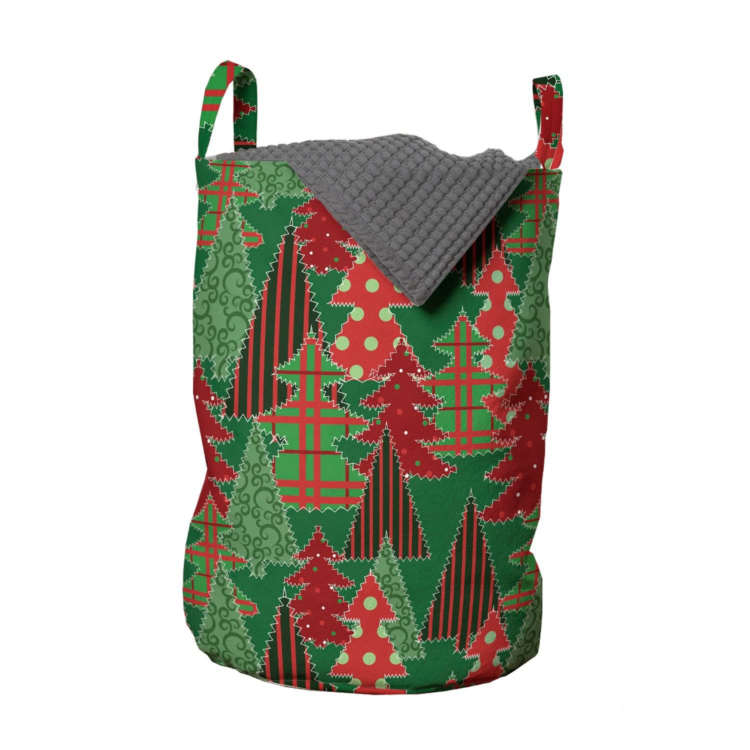 Abakuhaus Wäschesäckchen Wäschekorb mit Griffen Kordelzugverschluss für Waschsalons, Weihnachten Baum Pines Swirl Dot