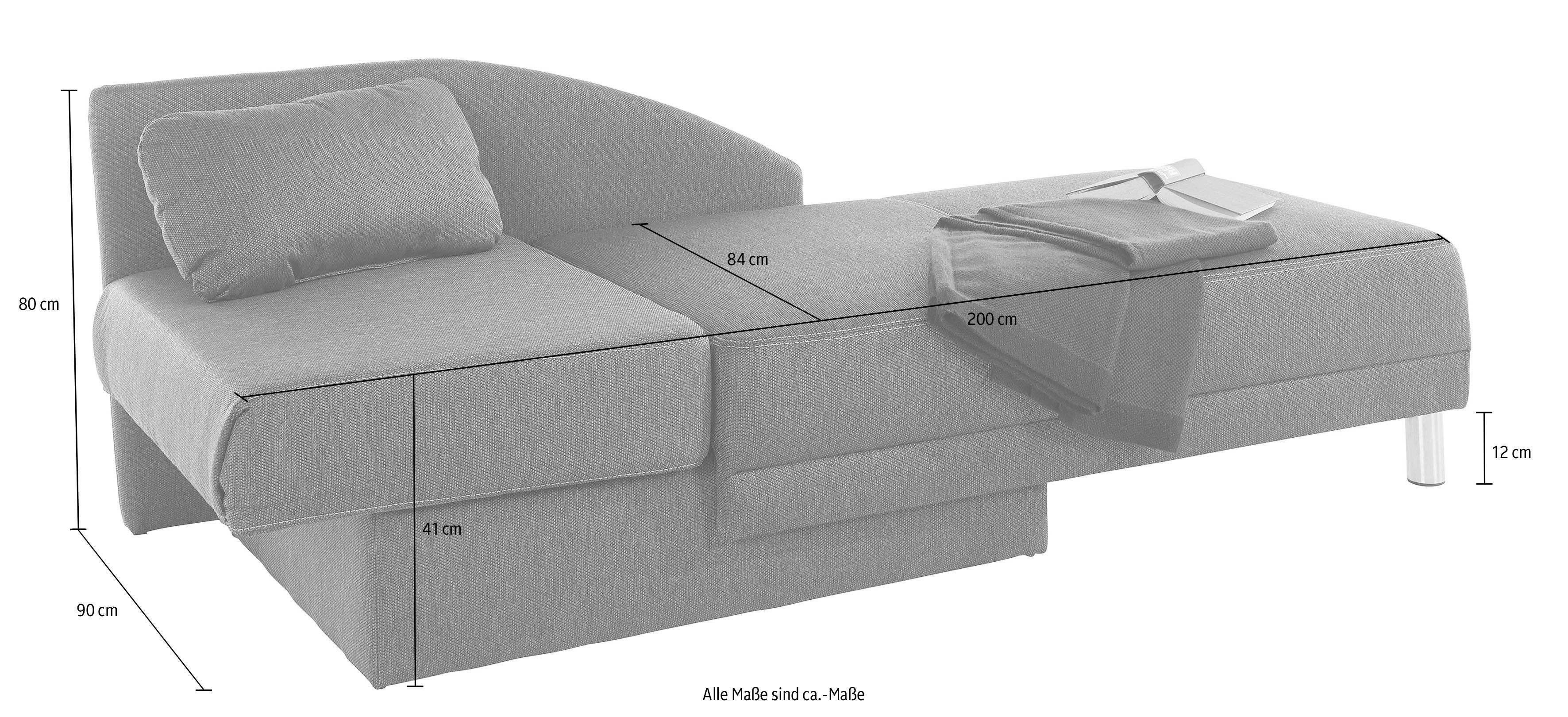 mit inklusive Bettkasten, Recamiere Bettfunktion Jockenhöfer Chaiselongue Roy, Federkern und Gruppe