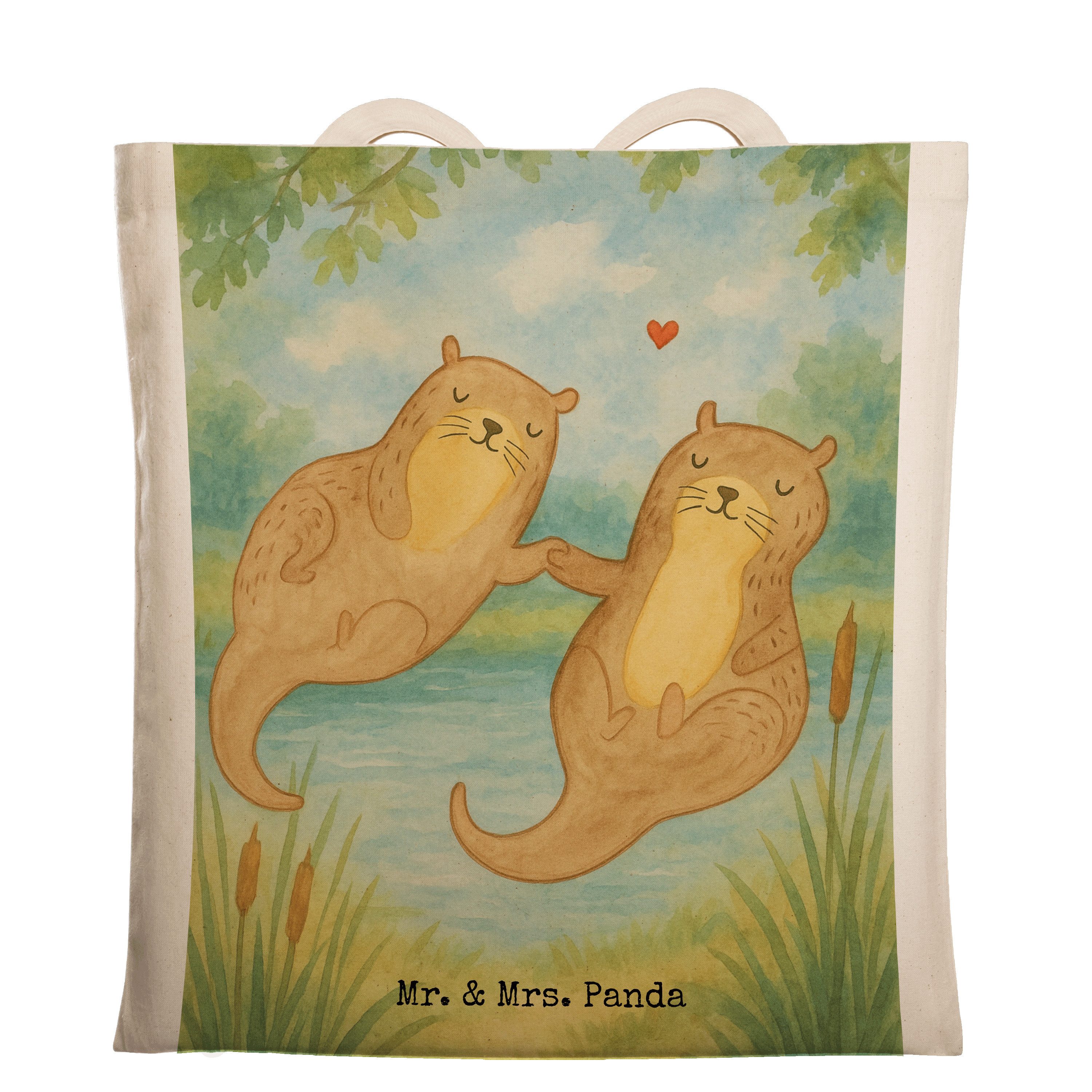 Tragetasche Otter Hände halten Design, Tote Bag, Weiß, canvas tasche, Romantisch