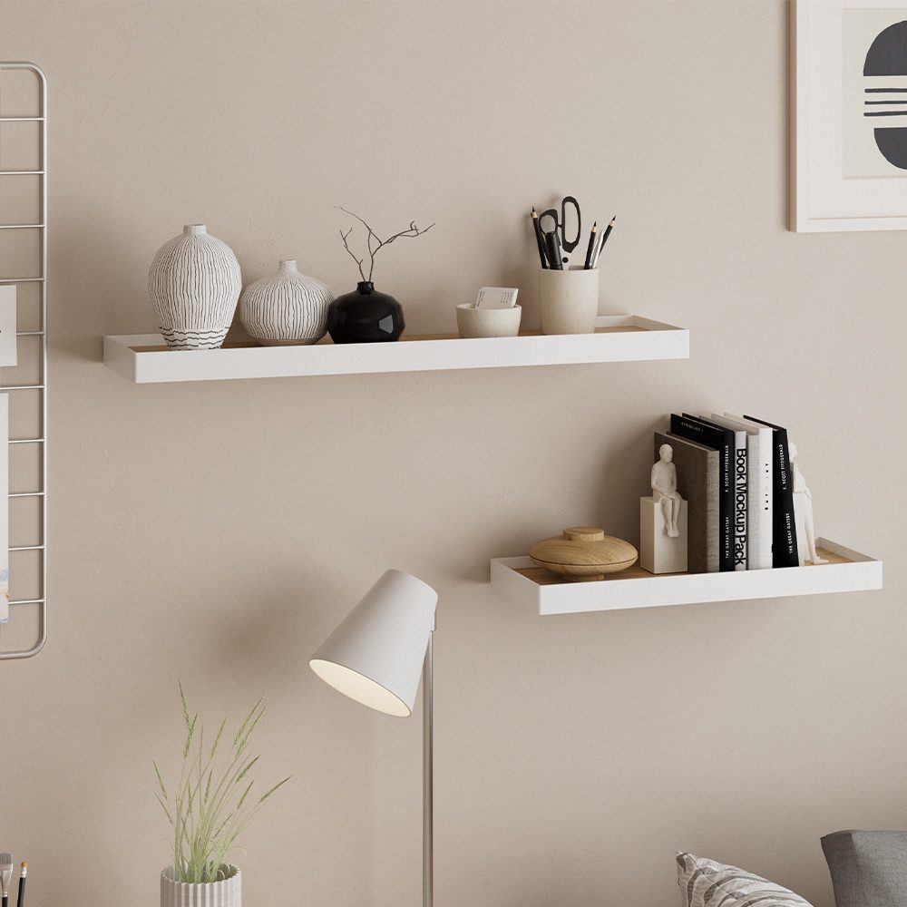 Vicco Bücherregal Erni, Weiß/Eiche, 60 x 3 cm 2er-Set, 2-tlg. günstig online kaufen