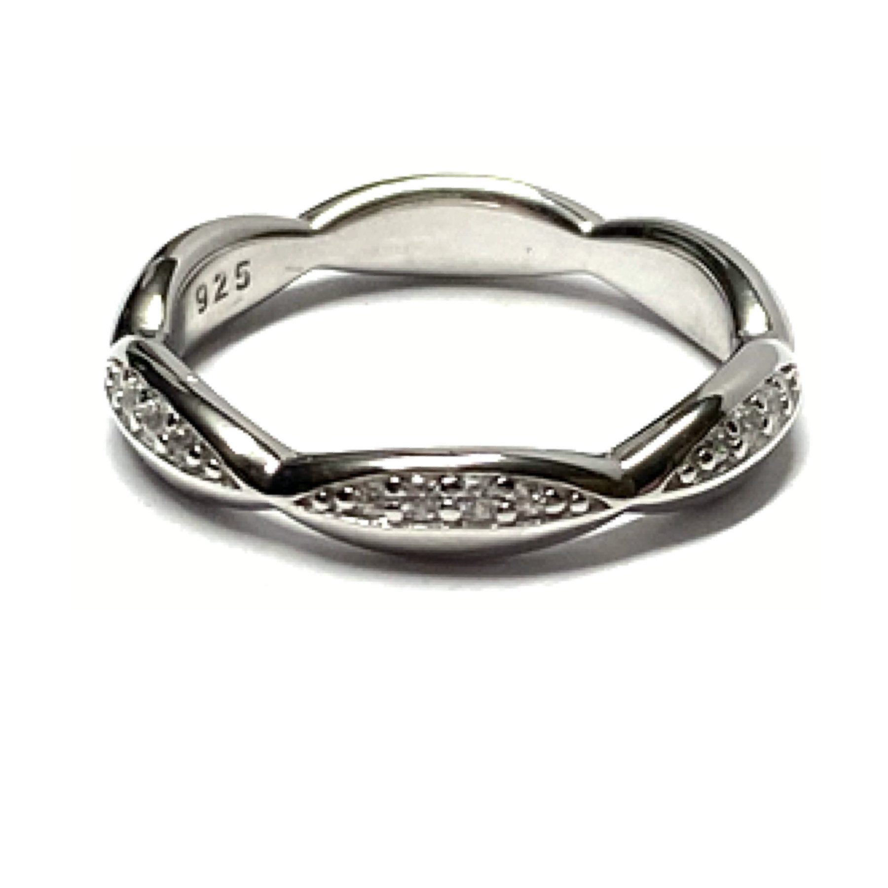 Silberring Ring 925/- Silber rhodiniert Zirkonia Bandring #51