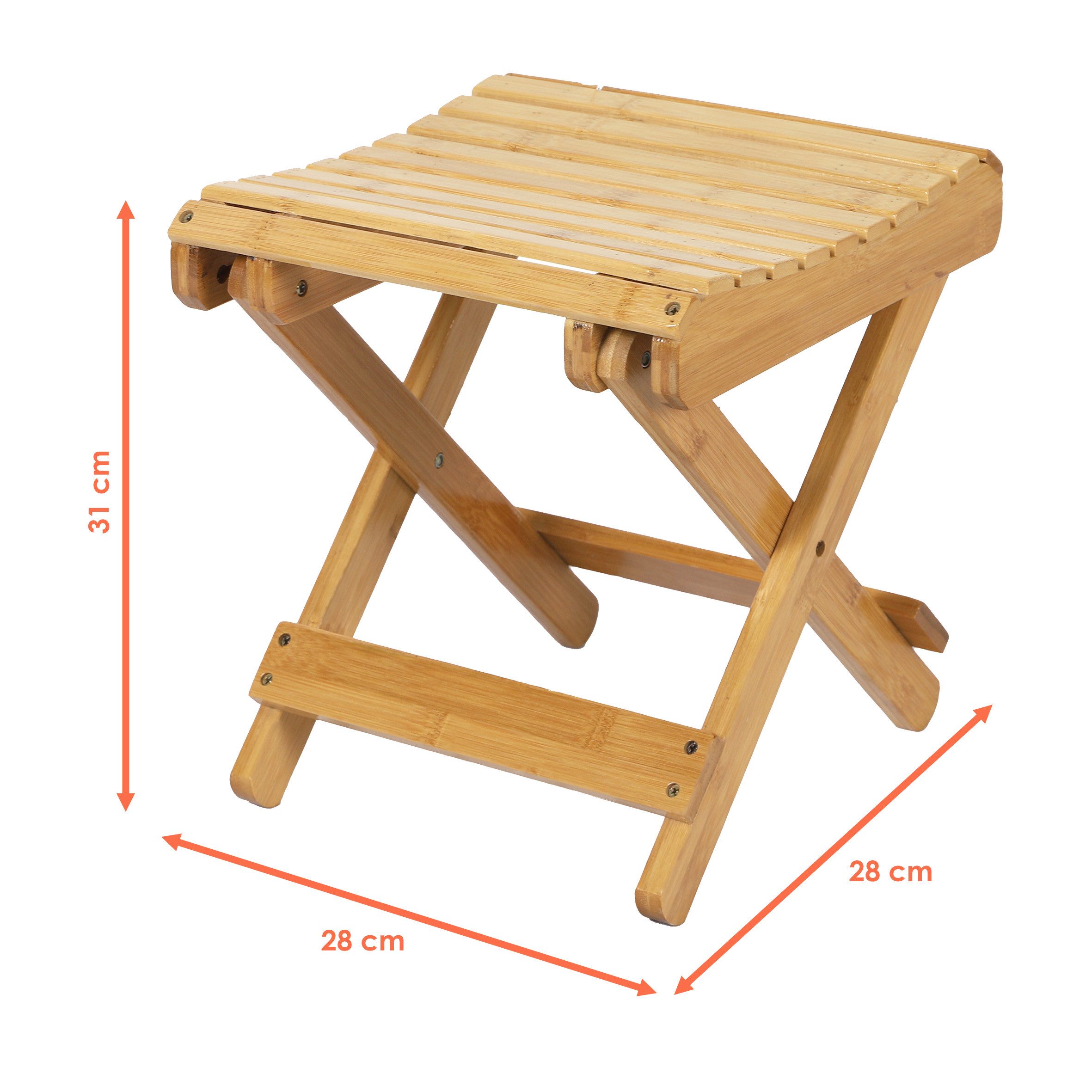 Spetebo Hocker Bambus Klapp Sitzhocker eckig naturr - 28 x 28 cm (Anzahl, 1 günstig online kaufen