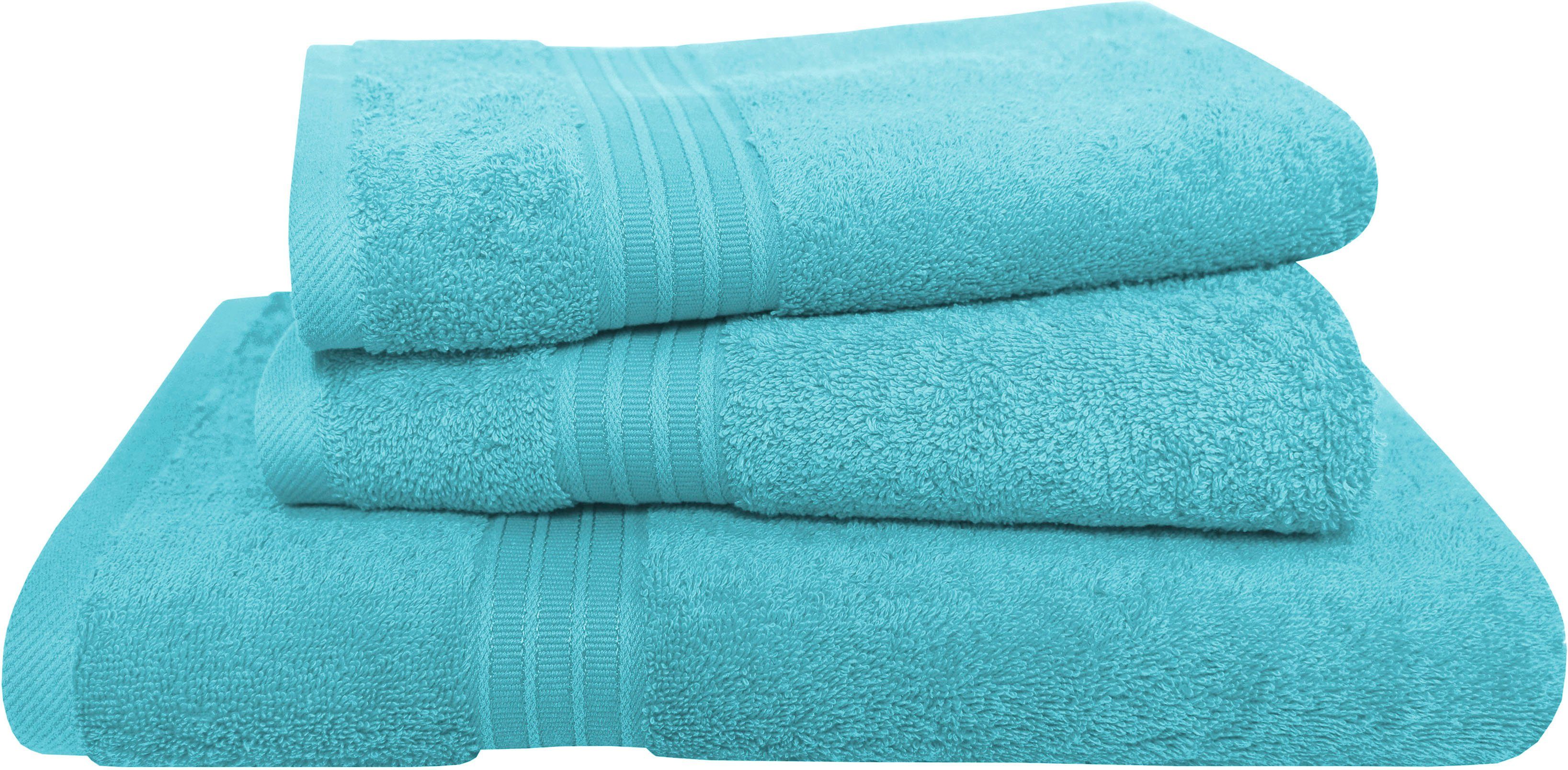 Dyckhoff Handtuch Set Siena, Frottier, (Set, 3-tlg), mit Bordüre aqua