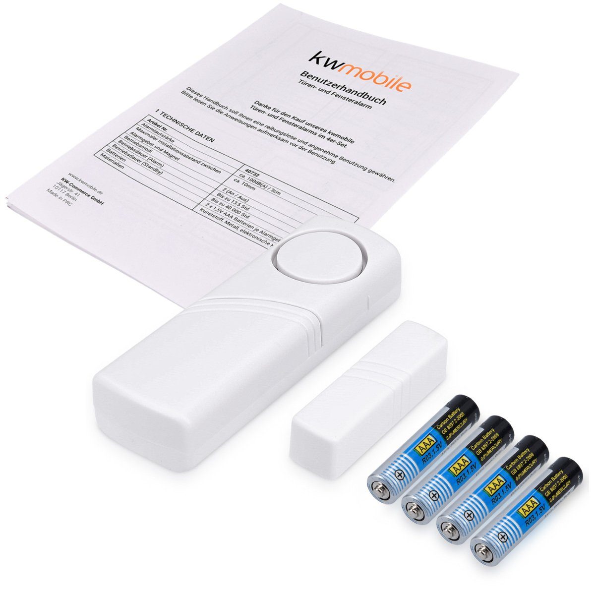 kwmobile 4er Set Tür Fenster Alarm - Drahtlose Alarmanlage mit Sirene Alarmanlage