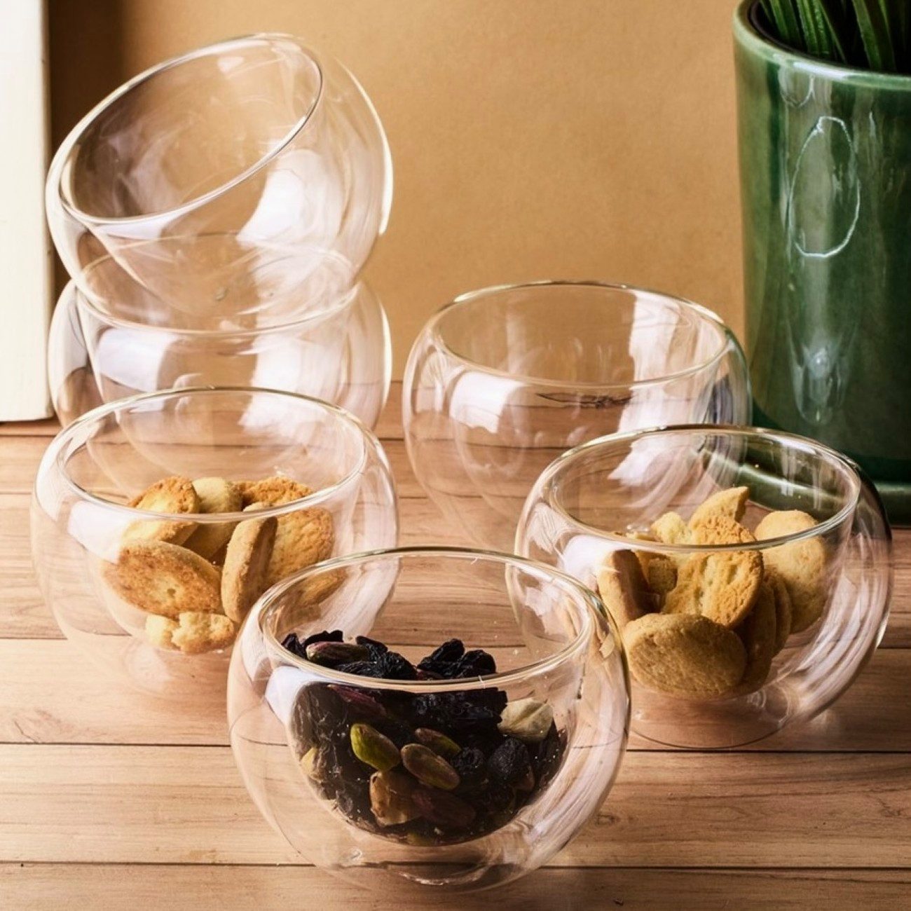 Almina Dessertschale 2er Set. aus Glas im eleganten Design - 250 ml, (Packung, 2-tlg), Doppelwandig, 250 ml – Bild 5 von 5