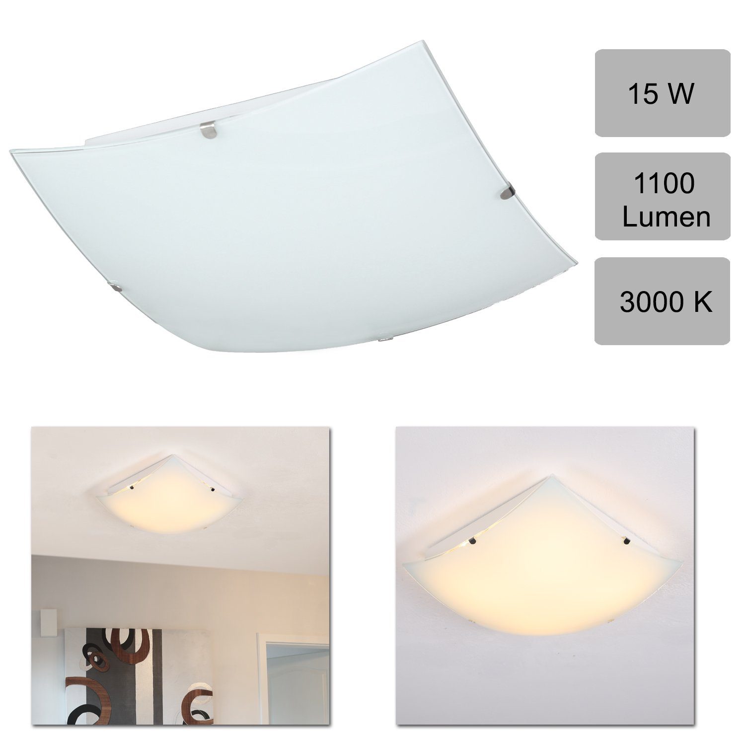 Home4Living LED Deckenleuchte Deckenlampe 15W Weiß Wohnzimmerlampe Deckenleuchten Lampe, inkl. Leuchtmittel, Dekorativ