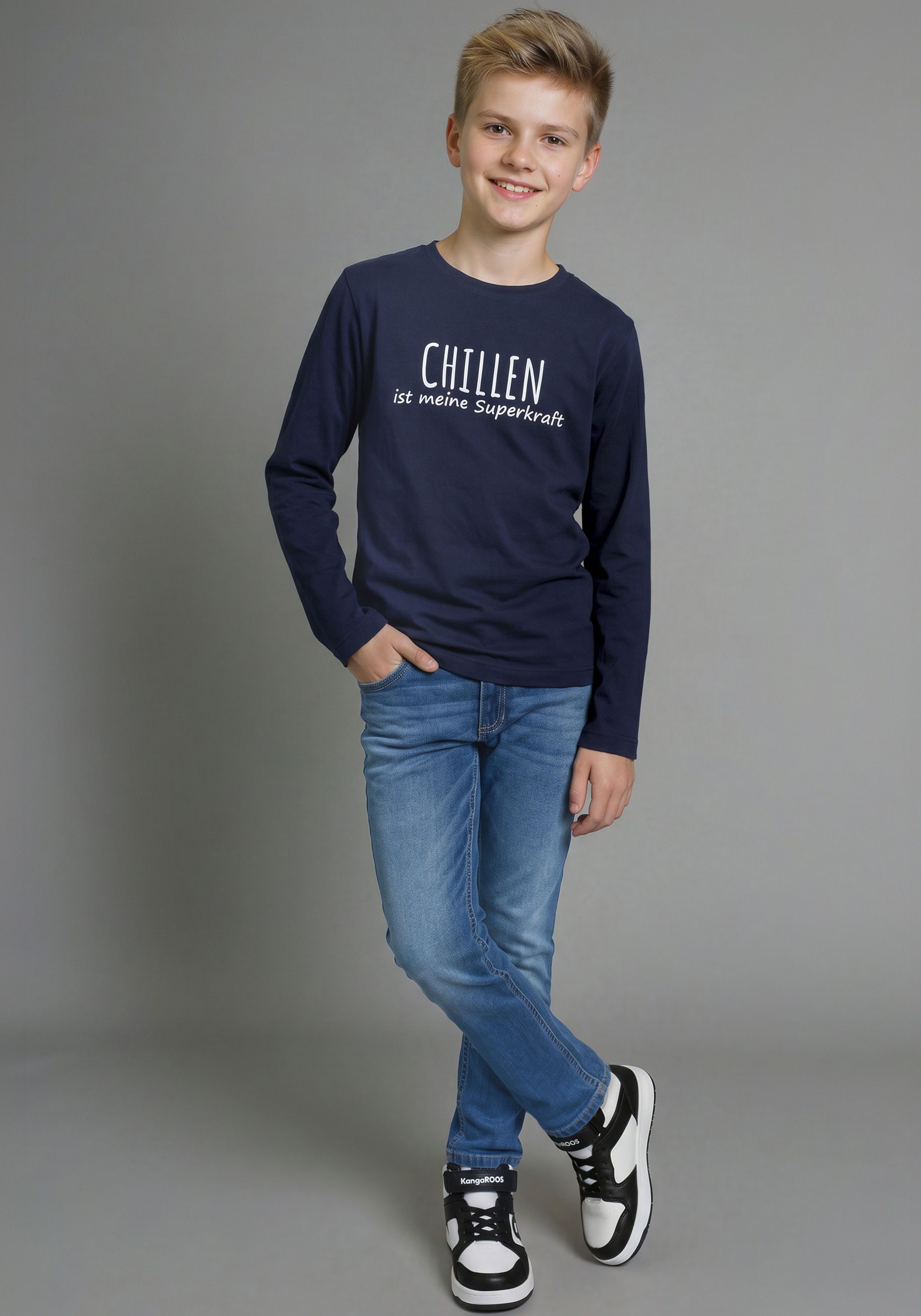 KIDSWORLD Langarmshirt Sprücheshirt: CHILLEN ist meine Superkraft Sprücheshirt im modischem Stil – Bild 4 von 5