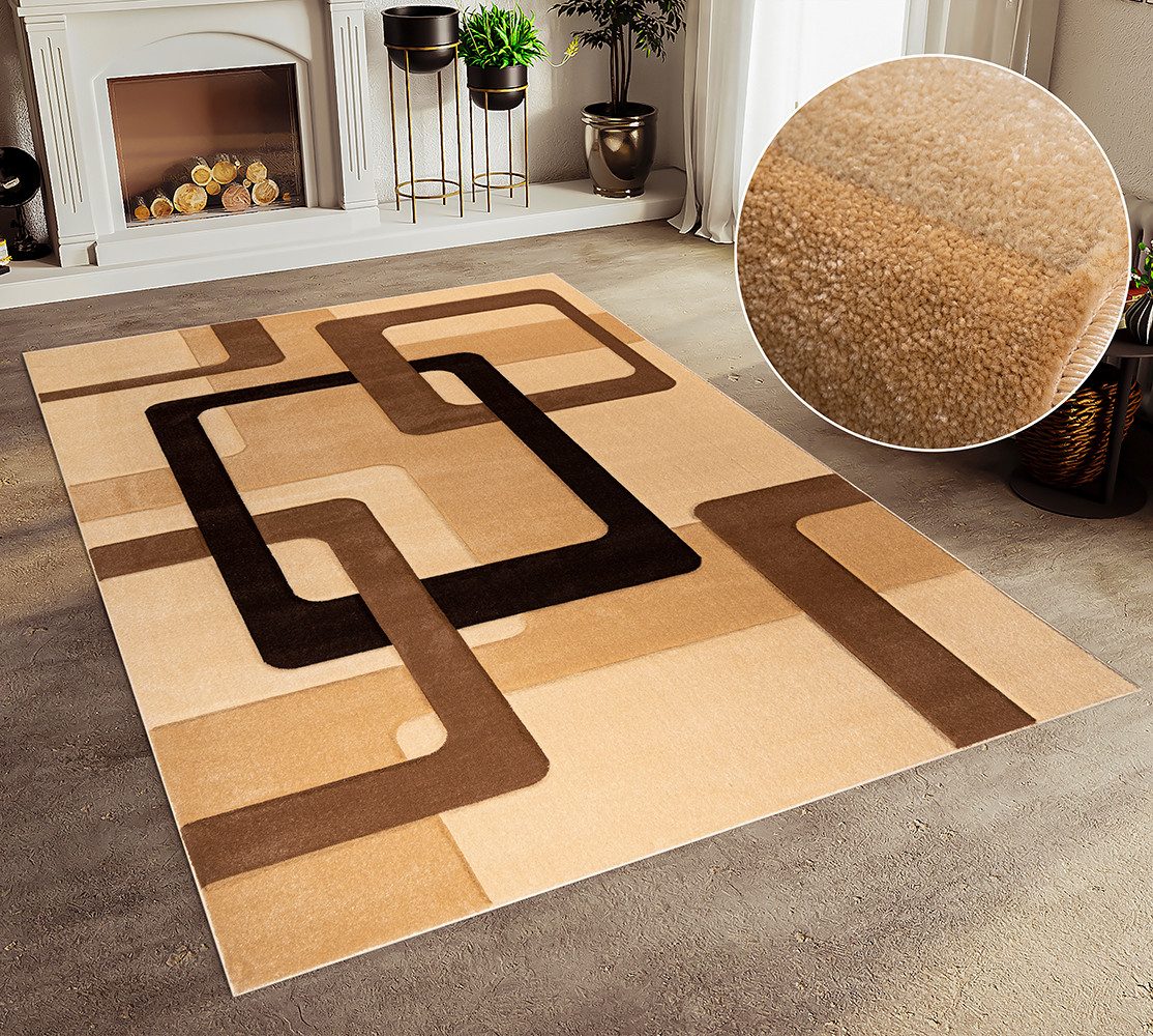 my home Teppich Maxim, rechteckig, Höhe: 13 mm, Hoch-Tief-Effekt, Kurzflor, 3D-Design, Kundenliebling