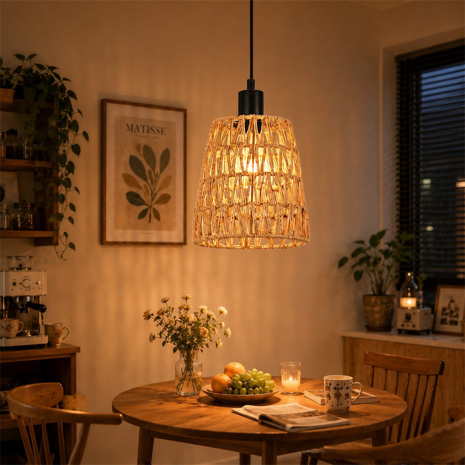 Nettlife Pendelleuchte Boho Papier Hängelampe Retro höhenverstellbar 1/3 flammige E27, Höhenverstellbar, ohne Leuchtmittel, ob Schlafzimmer Flur Esszimmer Dachboden Küche