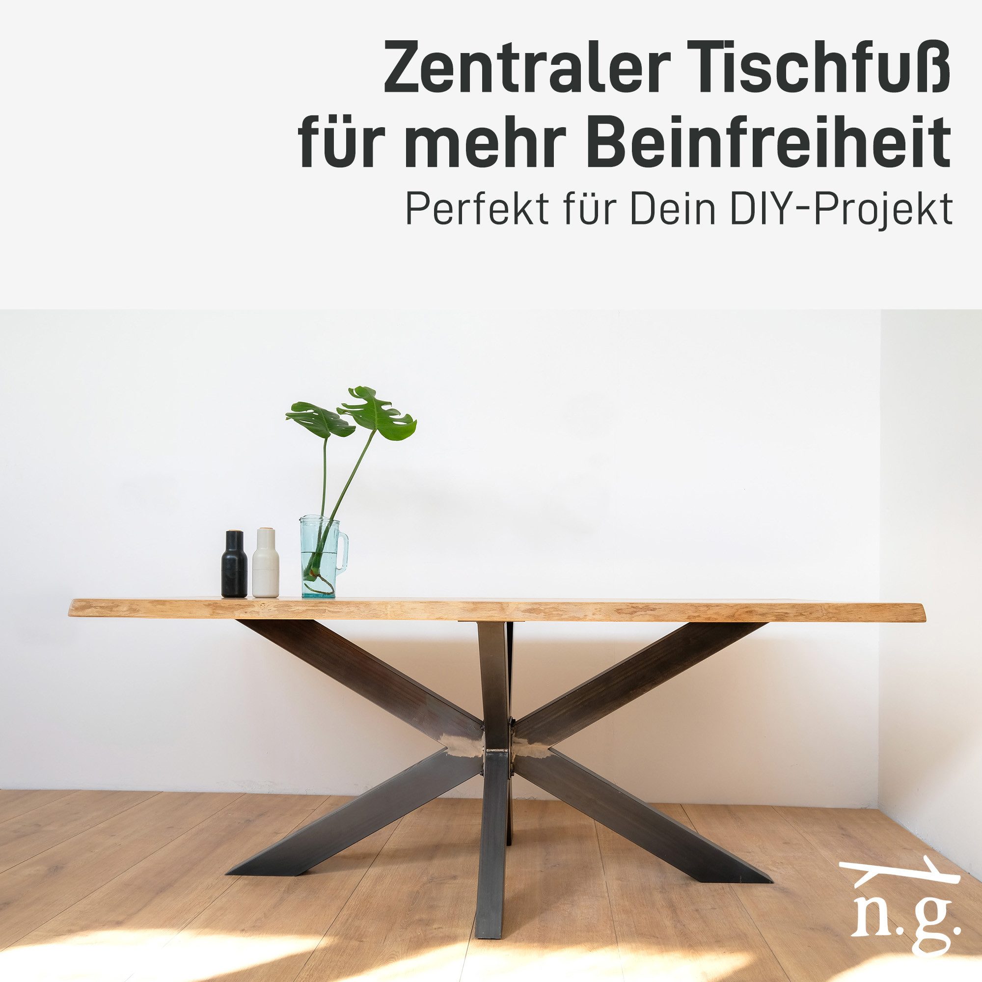 Natural Goods Berlin Tischbein SPIDER, Tischgestell, Massiv, stabil, Möbelbeine, Couchtisch, Industrial