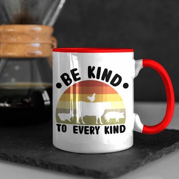 Trendation Tasse Trendation - Veganer Tasse Geschenk Be Kind To Every Kind Vegan Geschenkidee Lustiger Spruch Vegane Lebensweise Veganerin Spruch