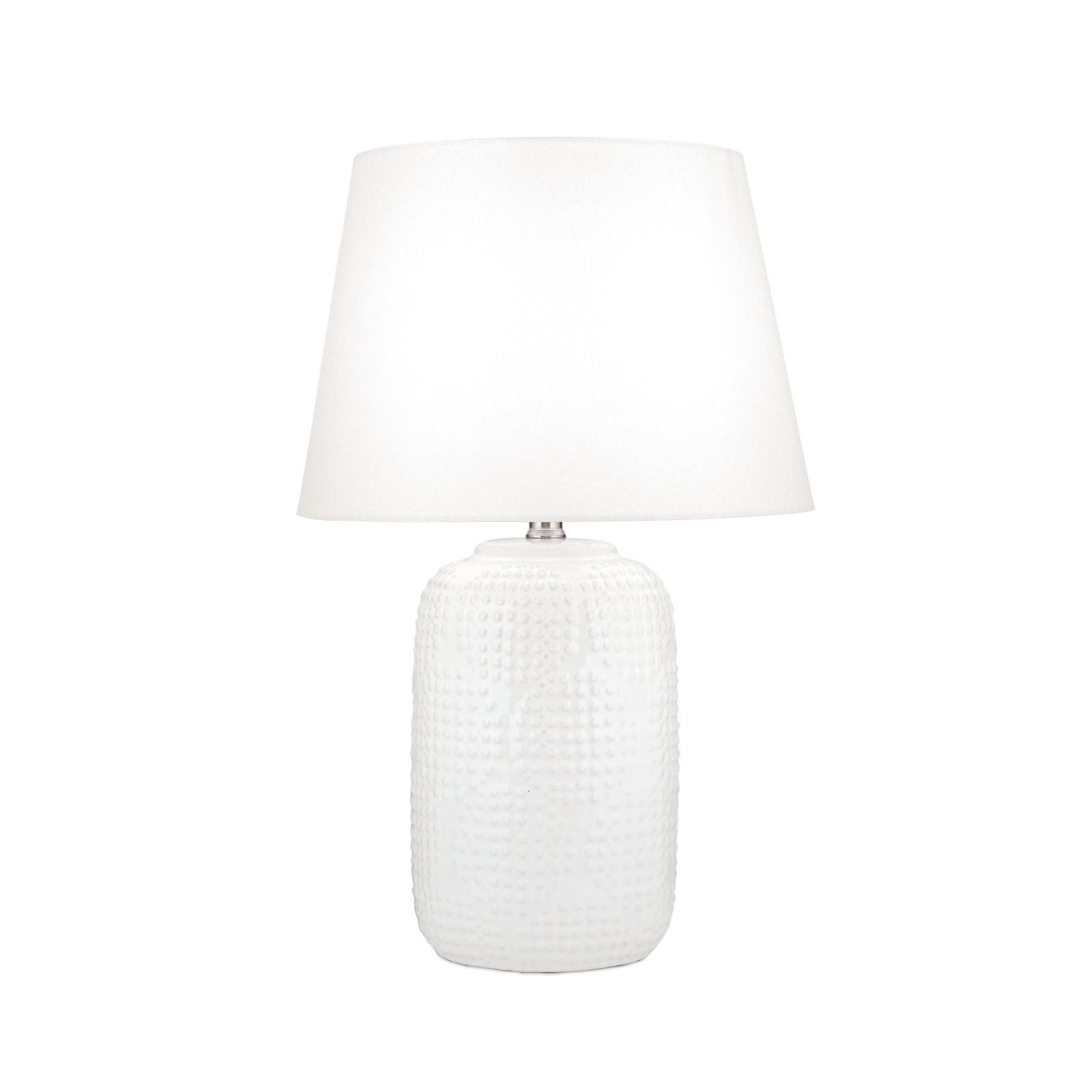Licht-Erlebnisse Nachttischlampe ERNST, ohne Leuchtmittel, Stoff Keramik 51 cm hoch Weiß Creme E27 Modern Keramiklampe