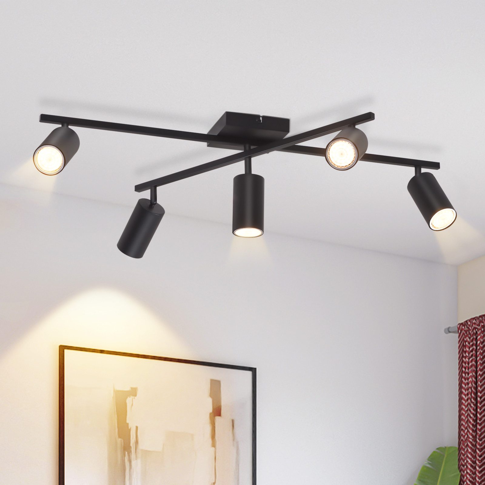 ZMH Deckenstrahler 5 Flammig Schwarz/Weiß GU10 Spots Deckenlampe für Schlaf günstig online kaufen