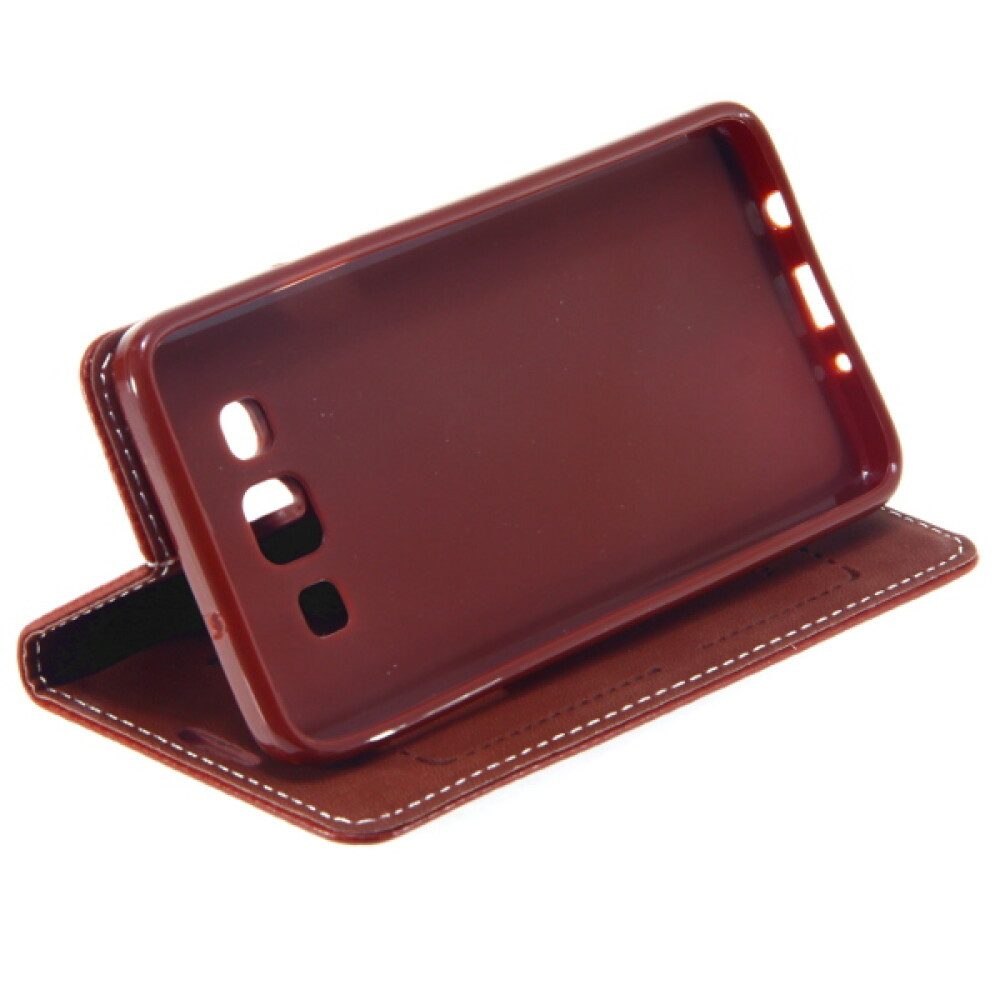 Handytasche Book Case Handyhülle für Galaxy A3 Braun Schutz Tasche (Book Cover)