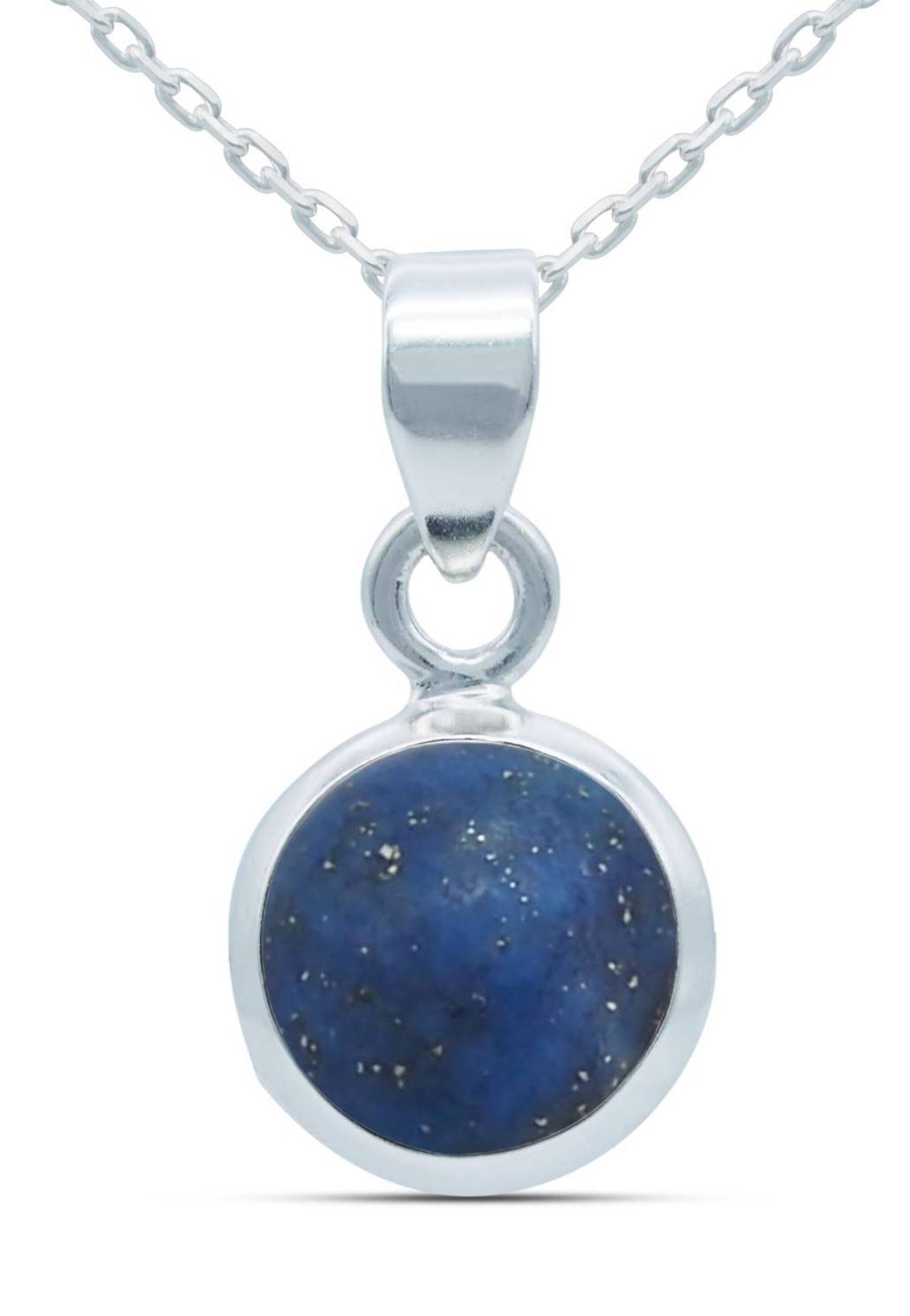 mantraroma Kette mit Anhänger 925er SilbermitLapis Lazuli