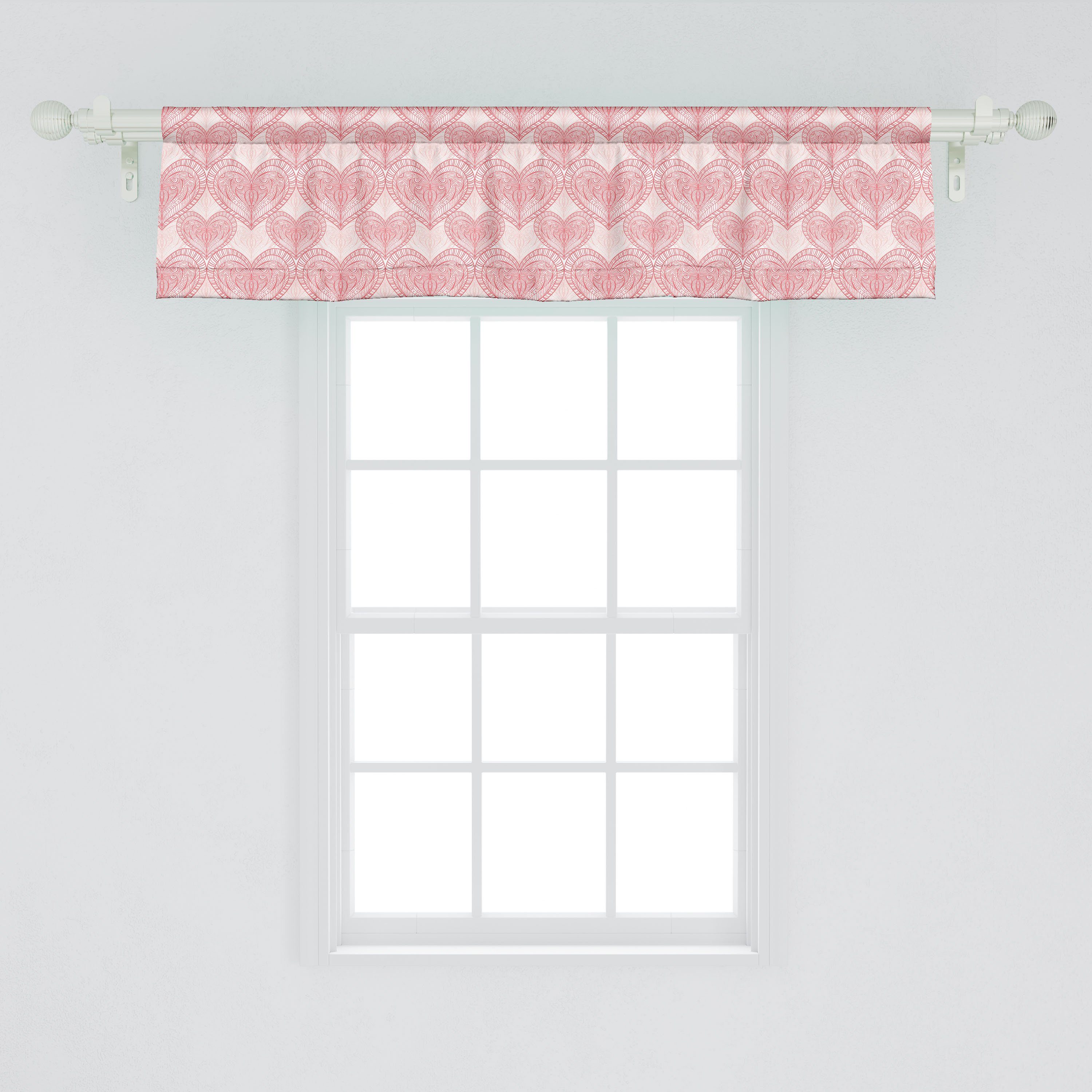 Scheibengardine Vorhang Volant für Küche Dekor Schlafzimmer Liebe Microfaser, Stangentasche, mit Abakuhaus, Zentangle Art Themed Herz
