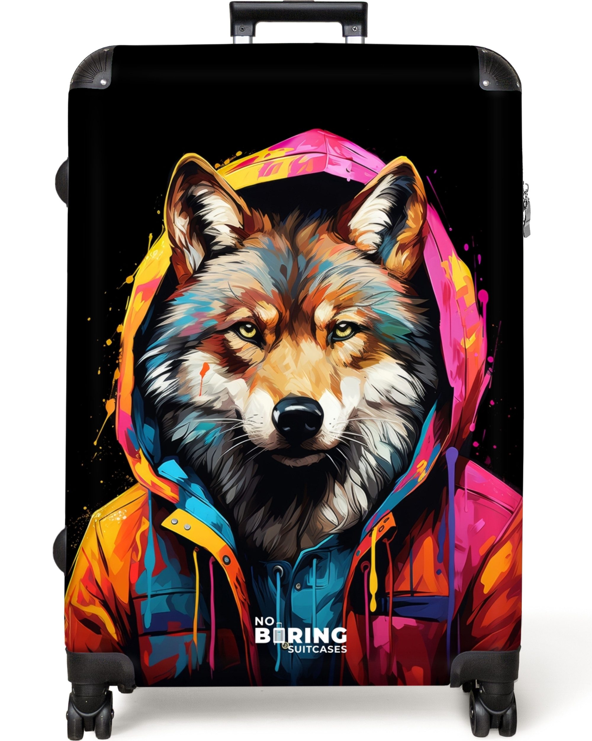 NoBoringSuitcases.com© Hartschalen-Trolley Fuchs mit buntem Fell und Farbsp günstig online kaufen