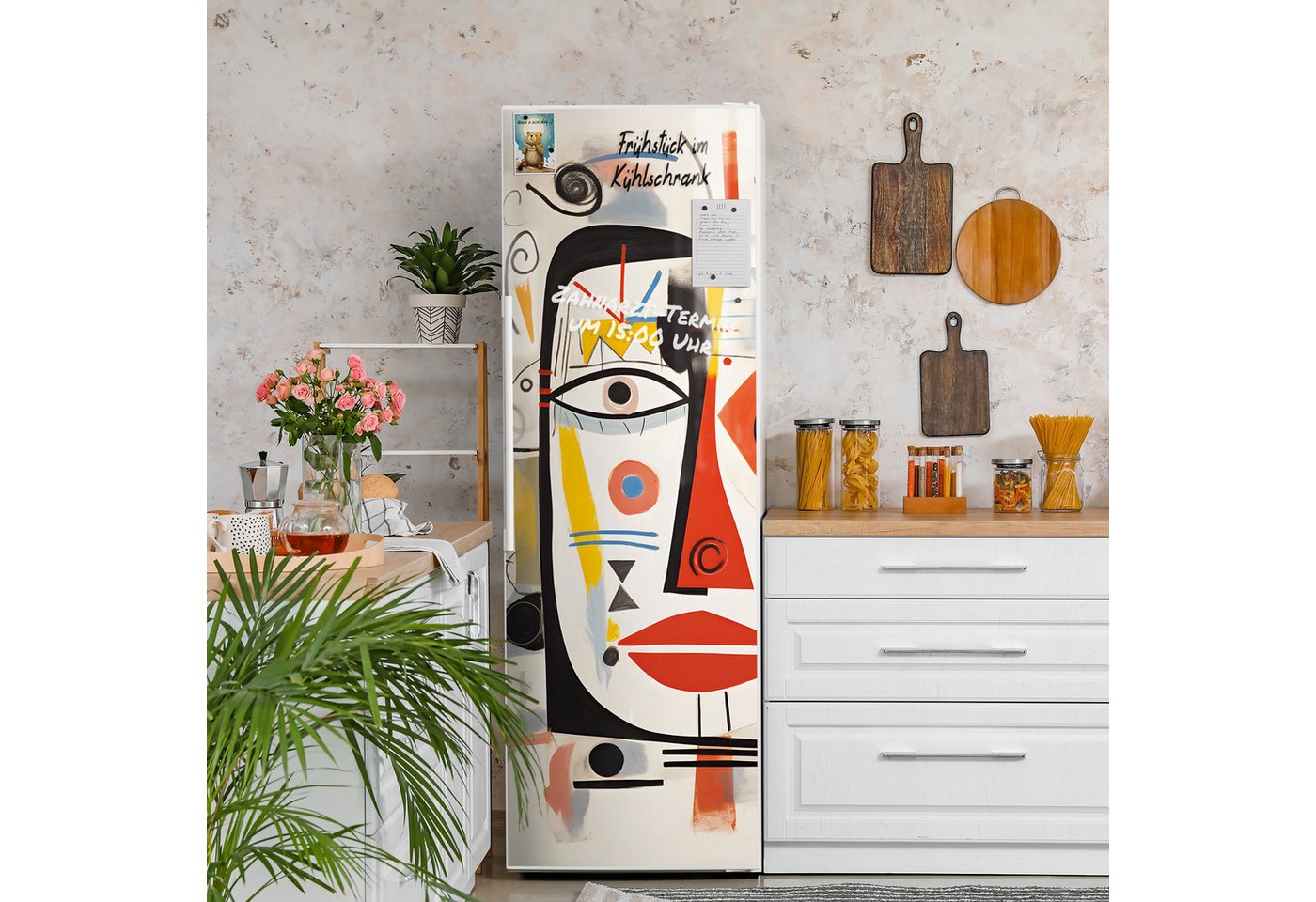 Thumbnail - DEQORI Magnetfolie 'Abstrakte Visage', beschreibbar Kühlschrank Magnetmatte magnetisch Magnetfolie
