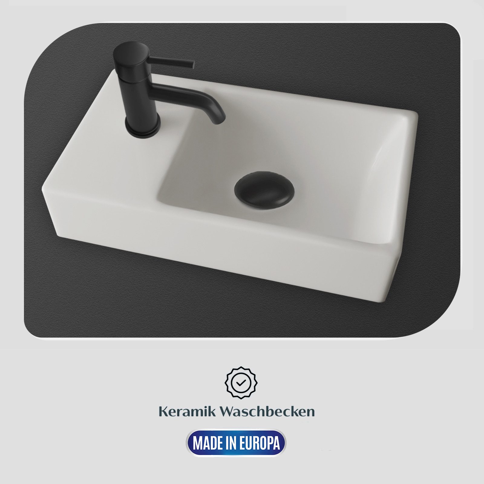 Alpenberger Badmöbel-Set Gäste WC Waschbecken mit Unterschrank - Badschrank Hängend, (2-tlg. Waschtisch Set Eiche, Waschbeckenunterschrank mit Softclose), Wasch – Bild 5 von 5