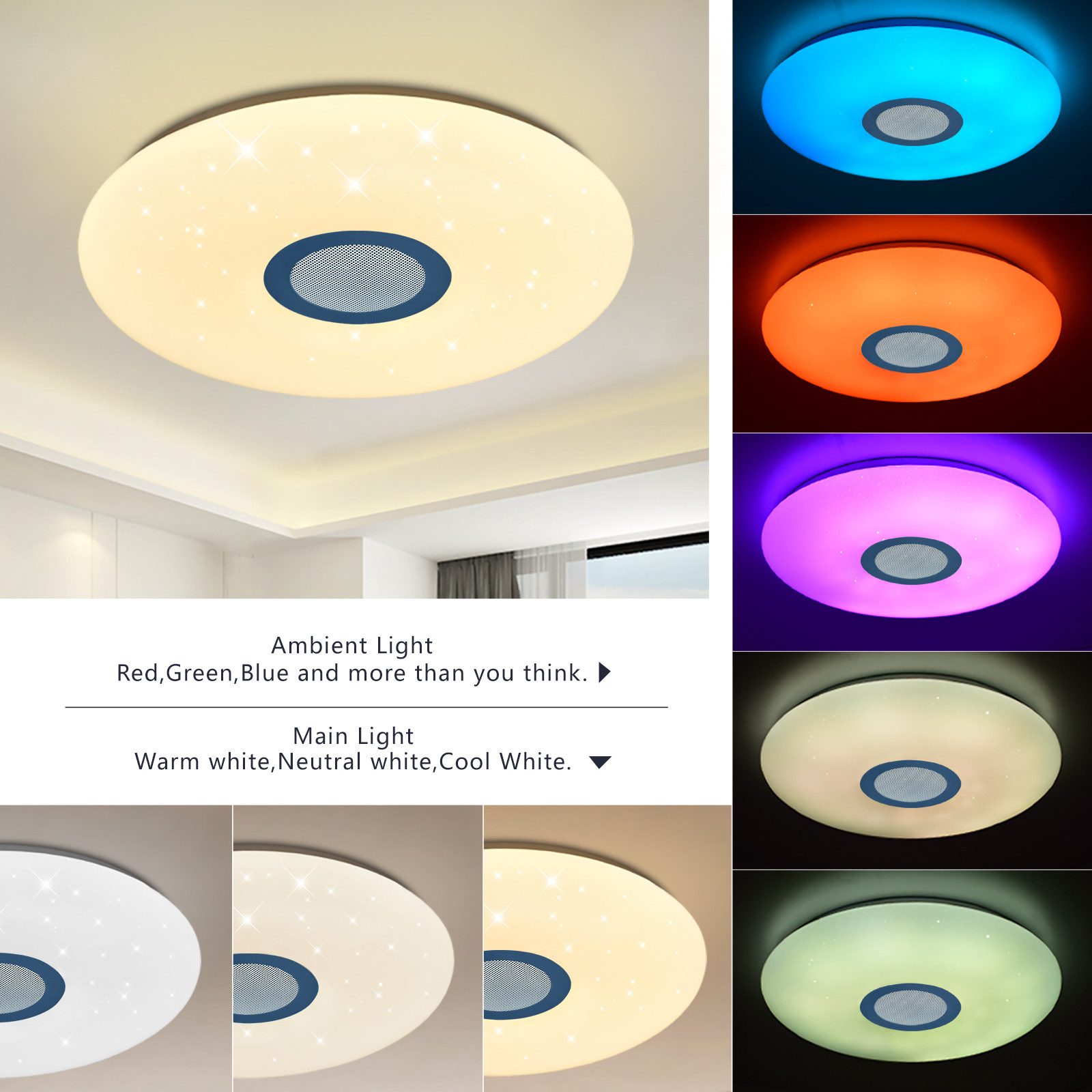 JDONG LED Deckenleuchte mit Bluetooth Lautsprecher günstig online kaufen