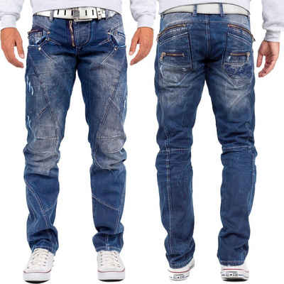 Cipo & Baxx 5-Pocket-Jeans Hose BA-C0768 W33/L36 (1-tlg) mit Destroyed Effekten und Zippern