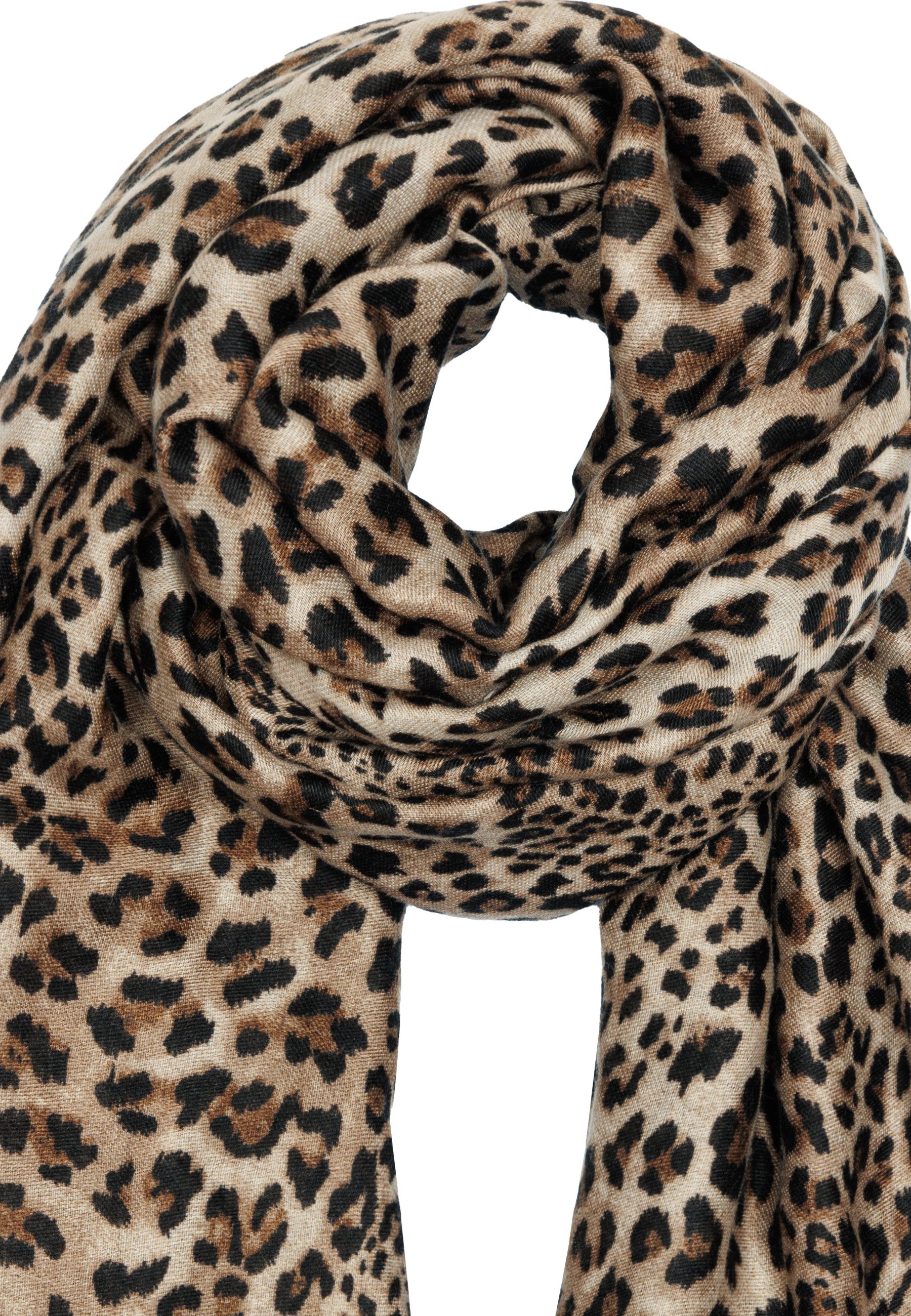 Caspar Modeschal SC542 Leichtes Halstuch mit exotischem Leo Muster Animal Print, ideal für Frühlingstage und laue Abende – Bild 3 von 5