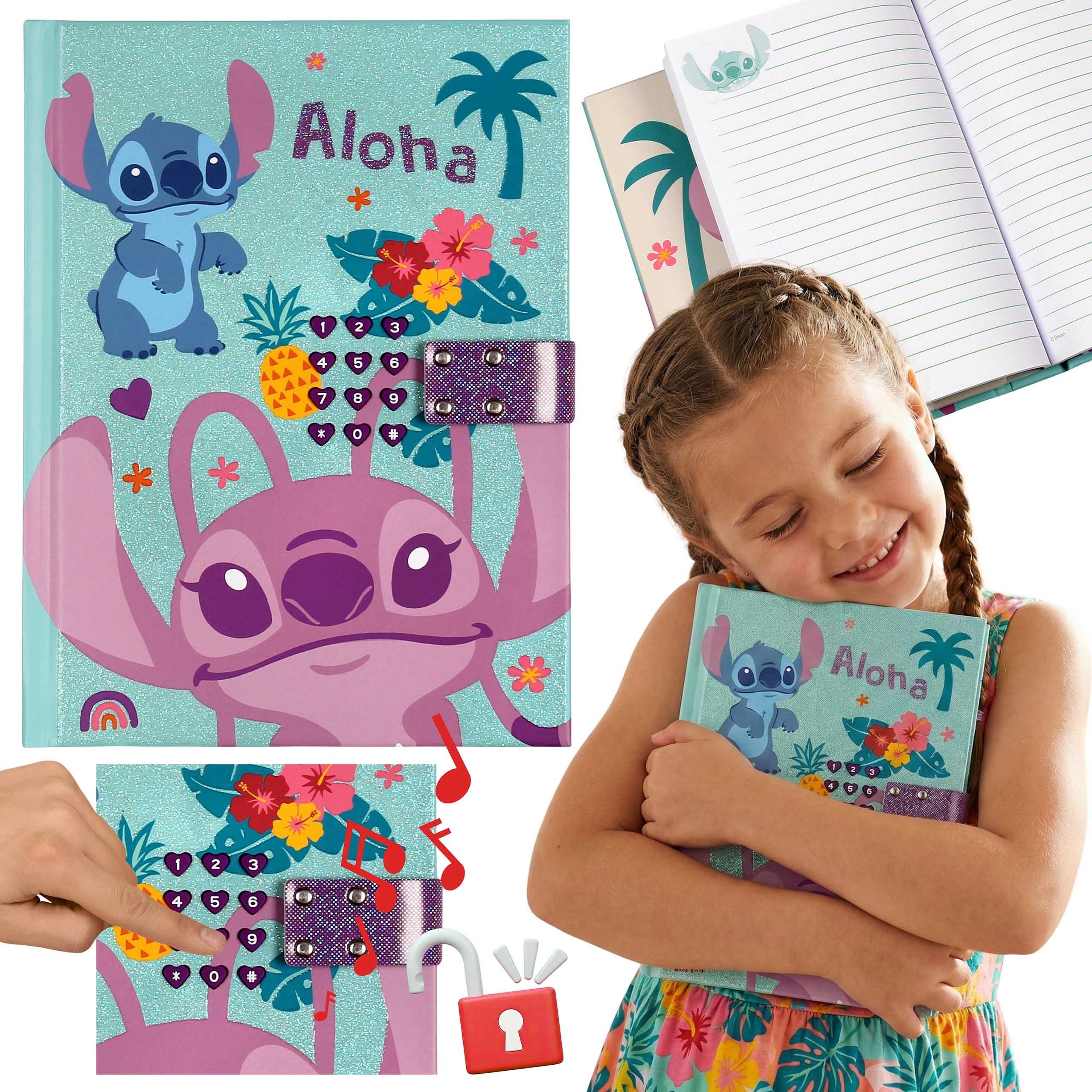 Disney Notizbuch Disney Stitch geheimes A5-Tagebuch mit Code, Notizbuch