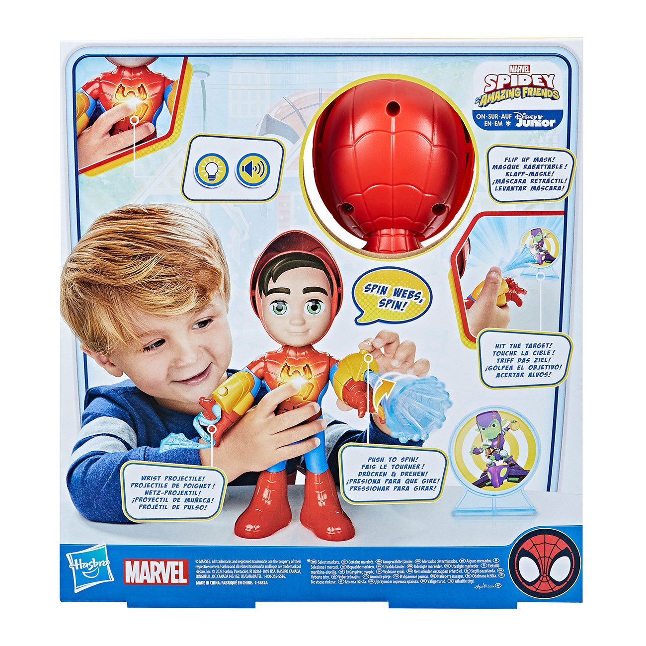 Hasbro Actionfigur Marvel Spidey and His Amazing Friends elektronischer Spidey, Spidey 25 cm groß, Elektronische, Accessoire mit Drehfunktion